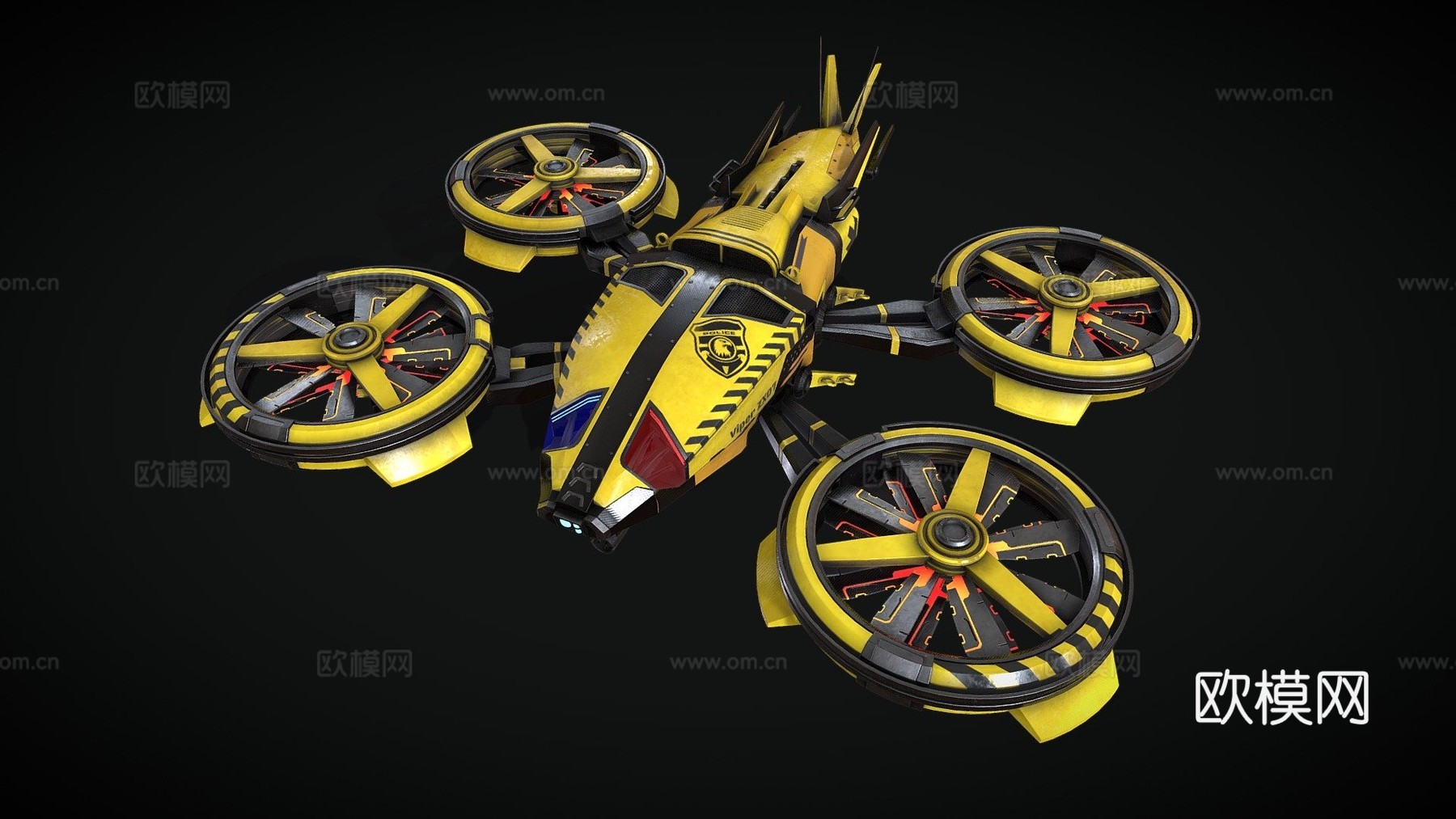 警用无人机-蝰蛇ZX073d模型下载（渲染图1）