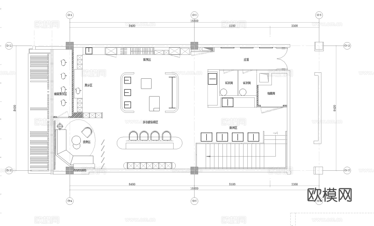 高档西服服装店 最新全套 效果图 施工图设计cad施工图