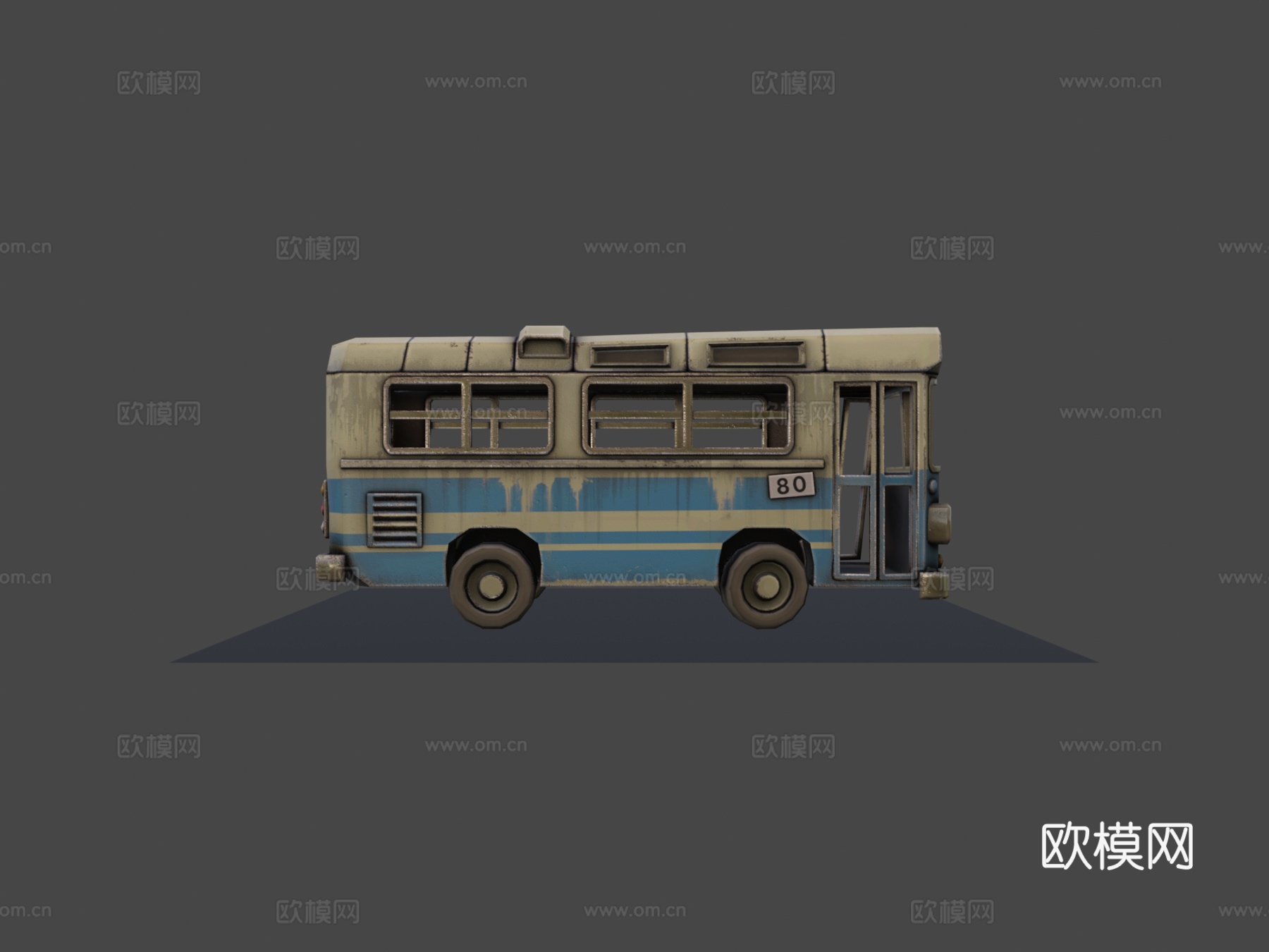 毁坏巴士 - 风格化3d模型下载（渲染图6）