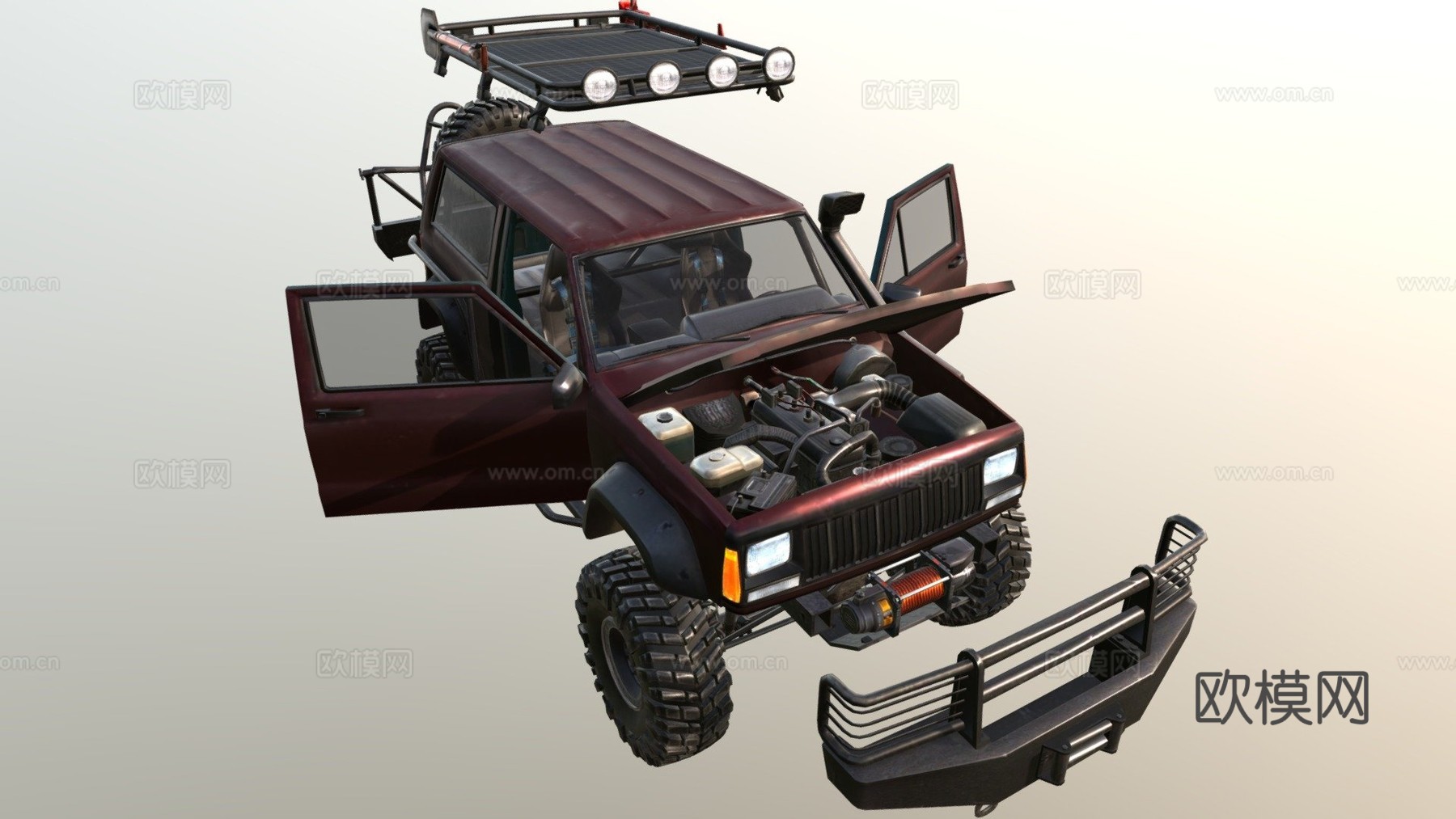 真实汽车8分离部件3d模型下载（渲染图1）