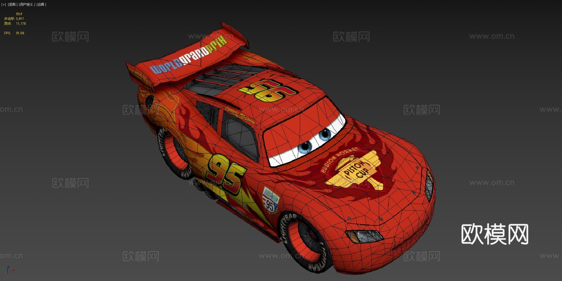 WGP闪电麦昆（赛车总动员2）3d模型下载（渲染图4）