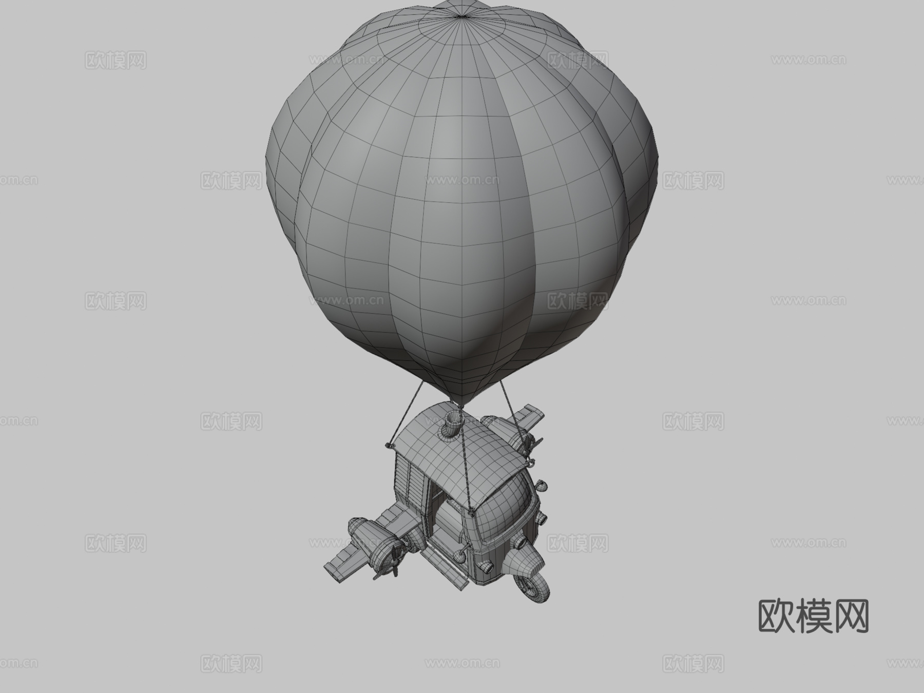 自动人力车气球3d模型下载（渲染图3）