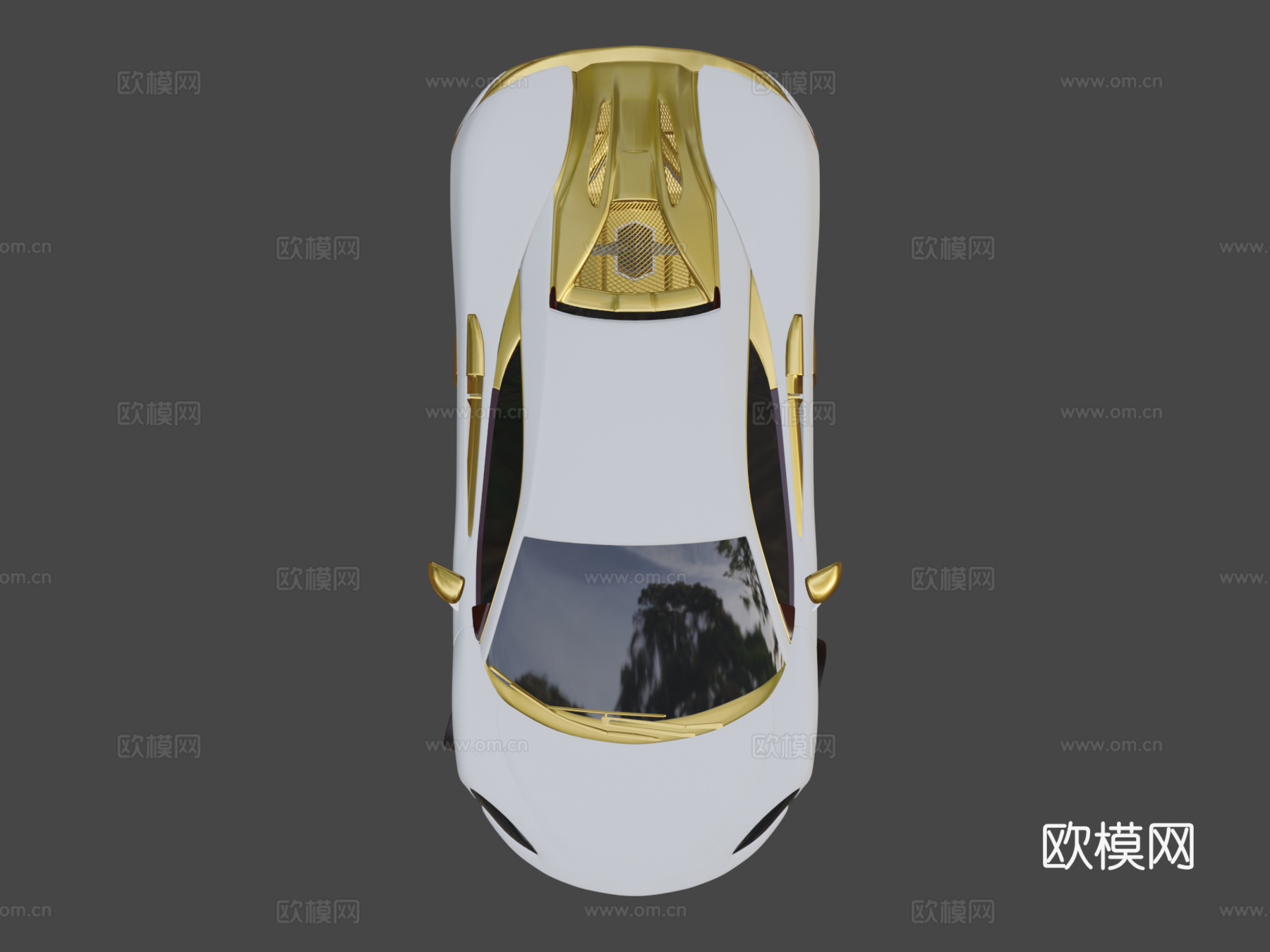 迈凯轮白色配金色3d模型下载（渲染图8）