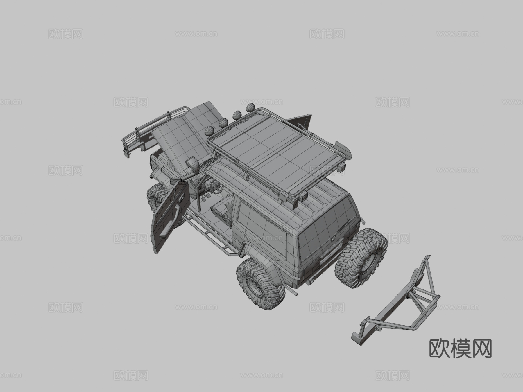 真实汽车8分离部件3d模型下载（渲染图3）