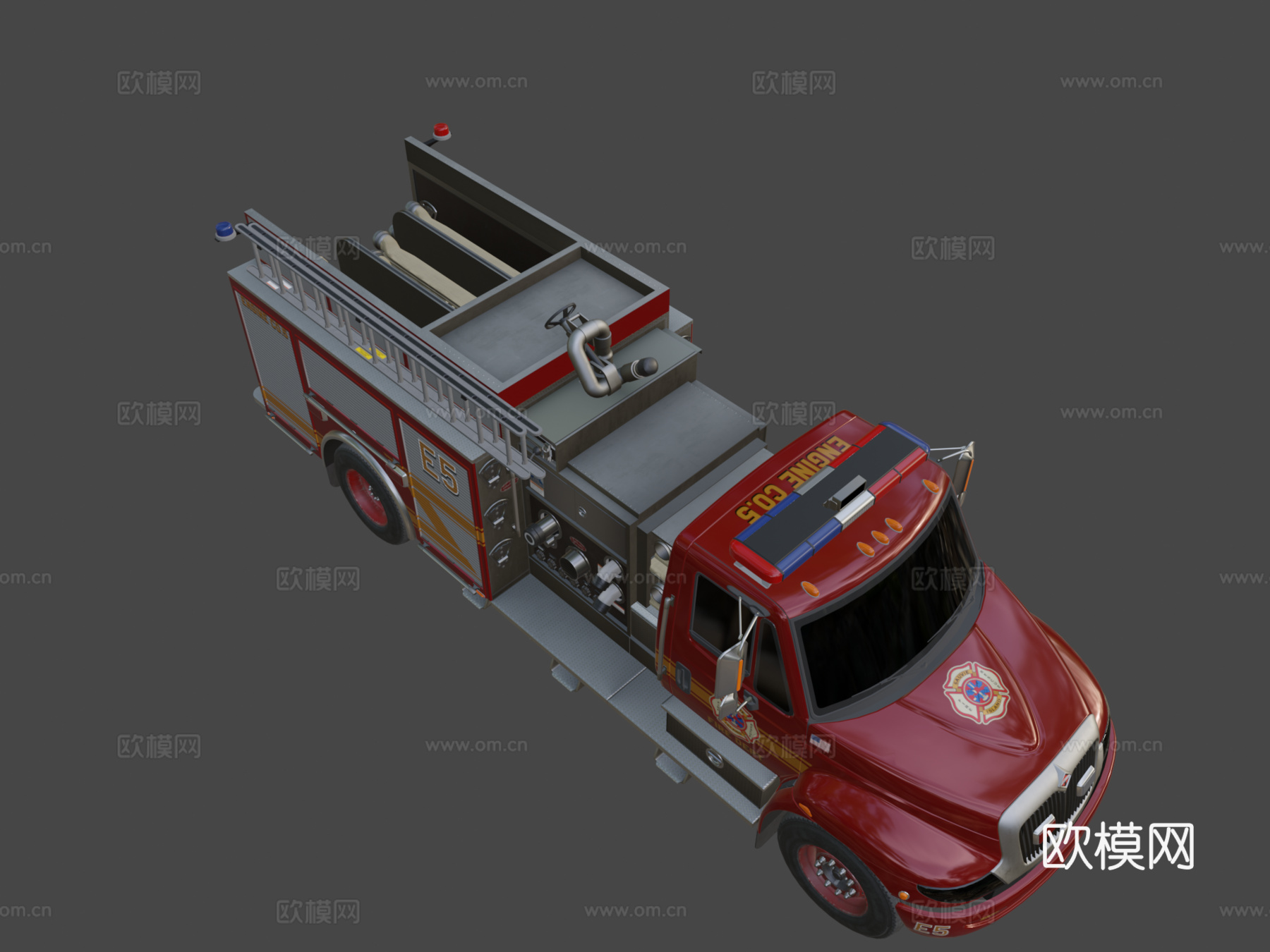 杜拉之星消防车3d模型下载（渲染图8）