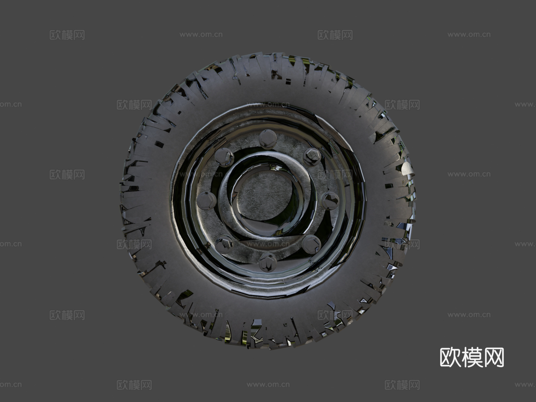 简单高多边形轮毂3d模型下载（渲染图7）