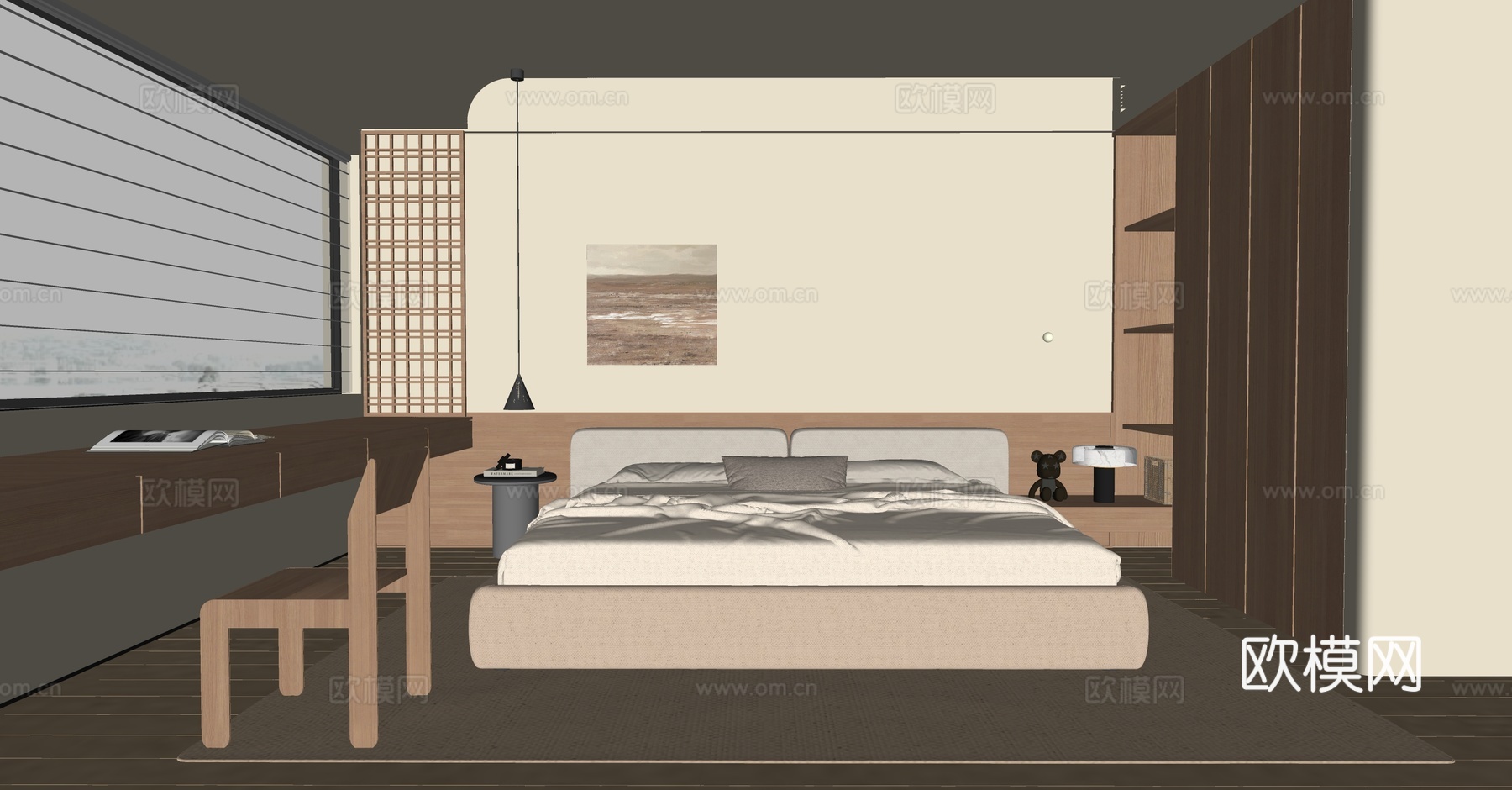 中古风卧室su模型