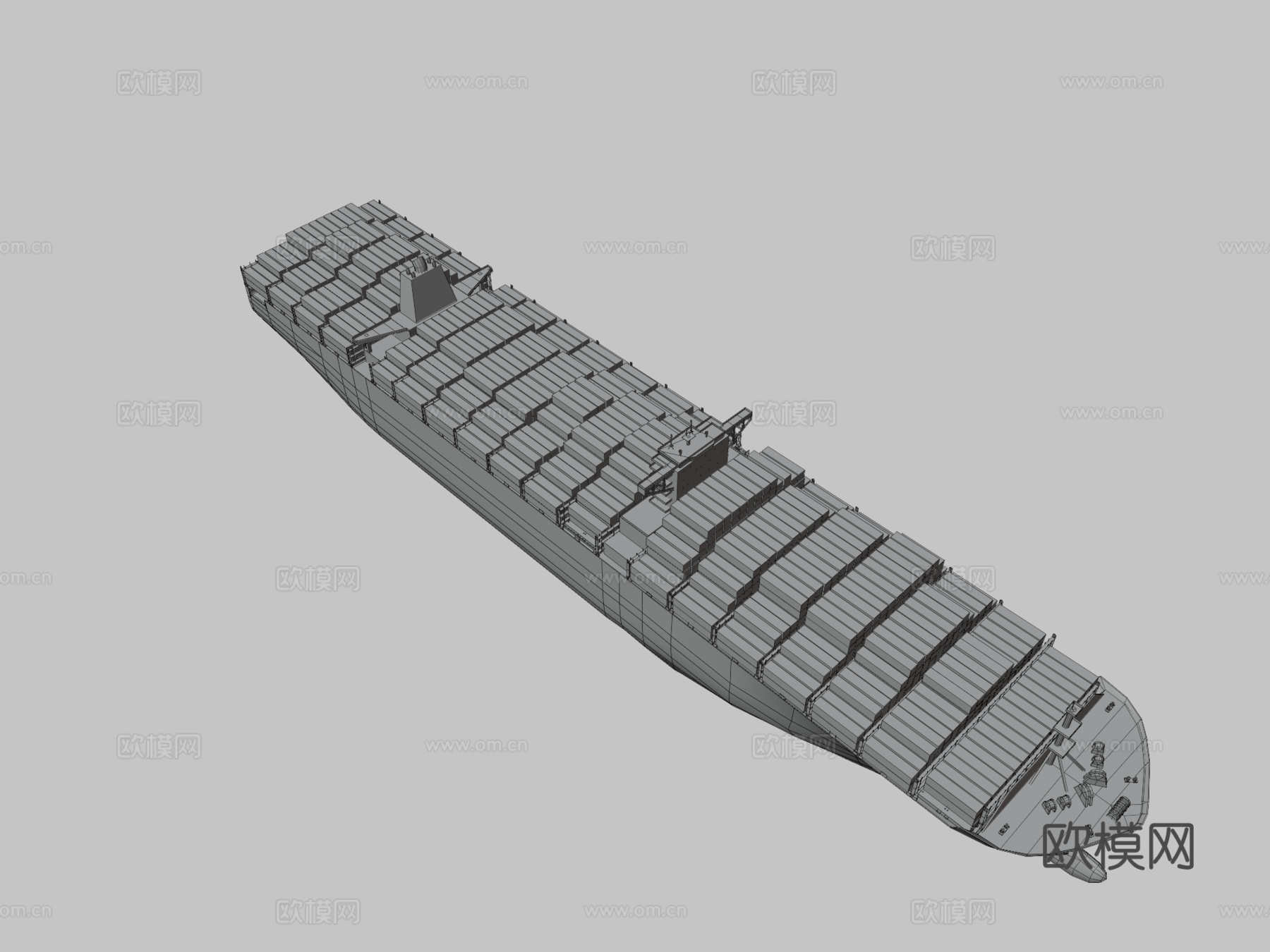 集装箱船3d模型下载（渲染图3）