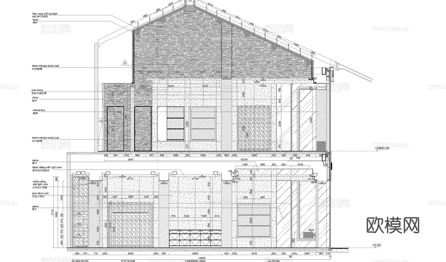 高档男装女装服装店 最新全套 效果图 施工图设计cad施工图