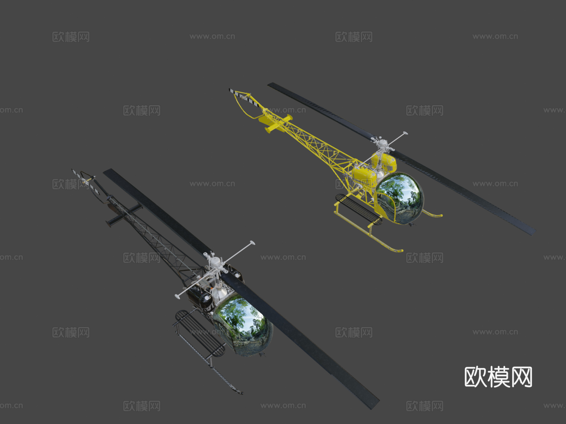 直升机贝尔473d模型下载（渲染图6）