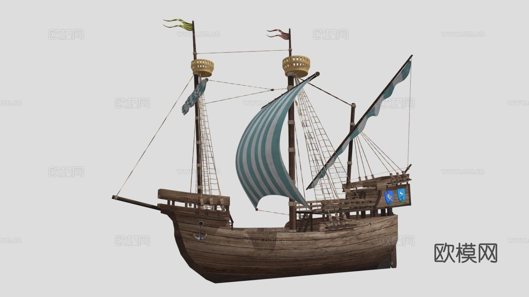 船J3d模型下载（渲染图1）