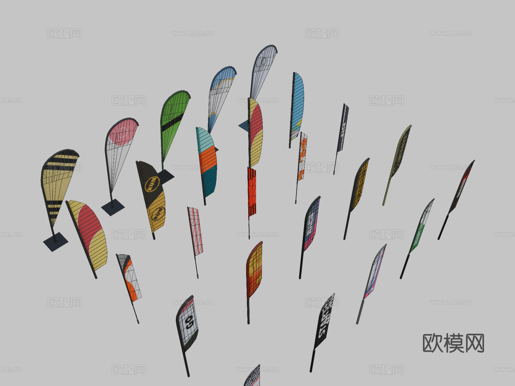 赛车旗帜53d模型下载（渲染图2）