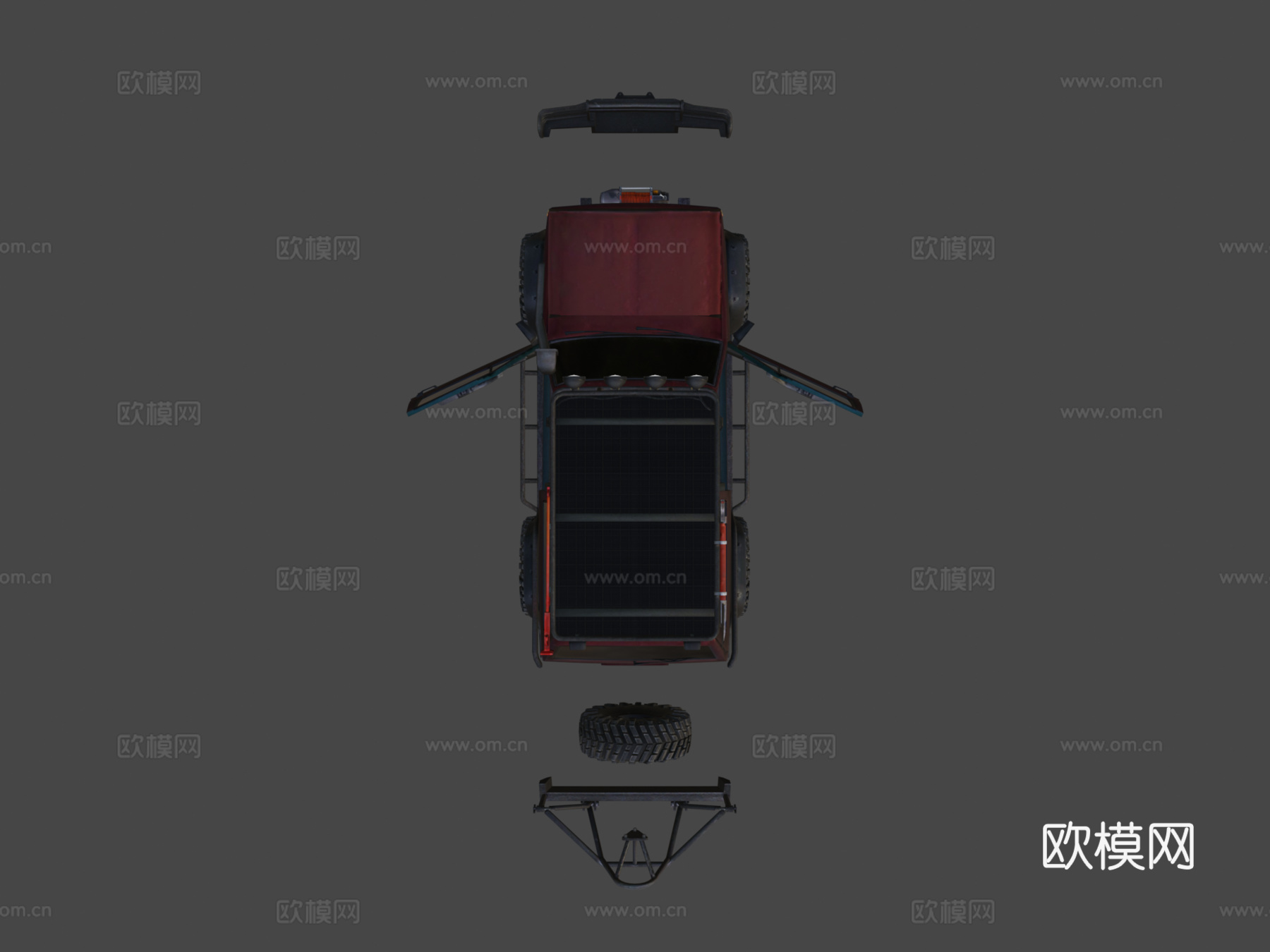 真实汽车8分离部件3d模型下载（渲染图6）