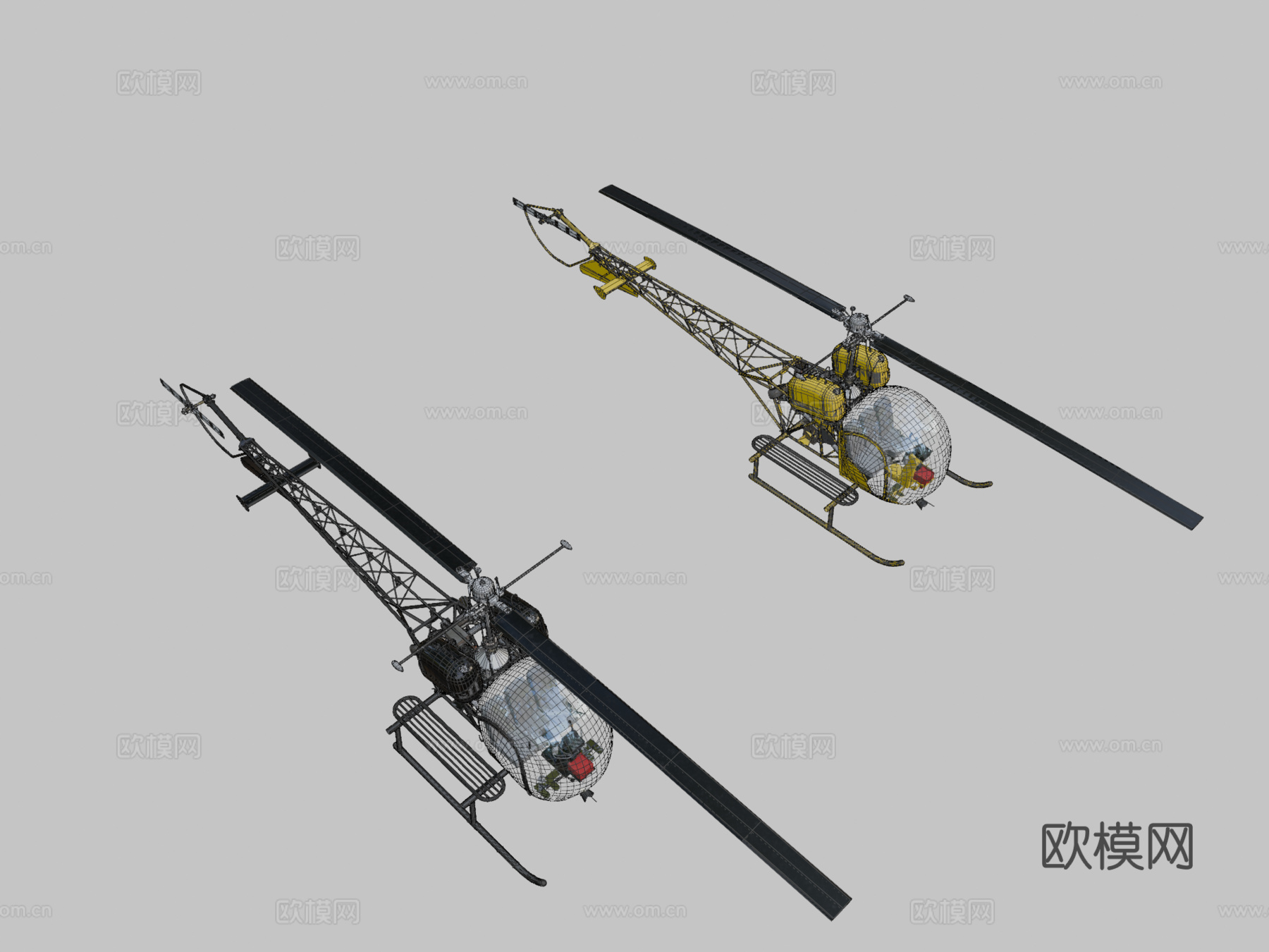 直升机贝尔473d模型下载（渲染图2）