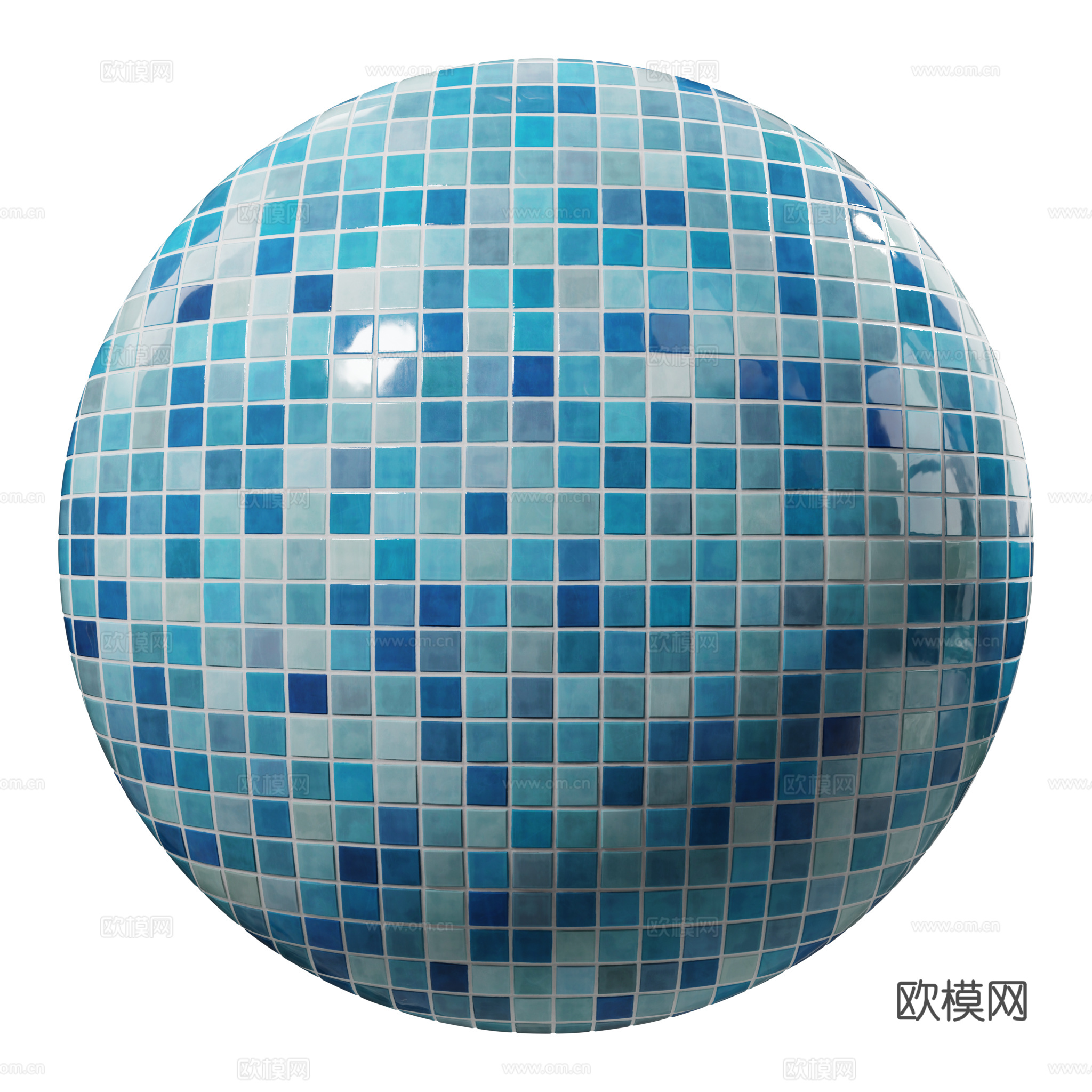 海洋风格方形泳池马赛克纹理 泳池 蓝色 瓷砖