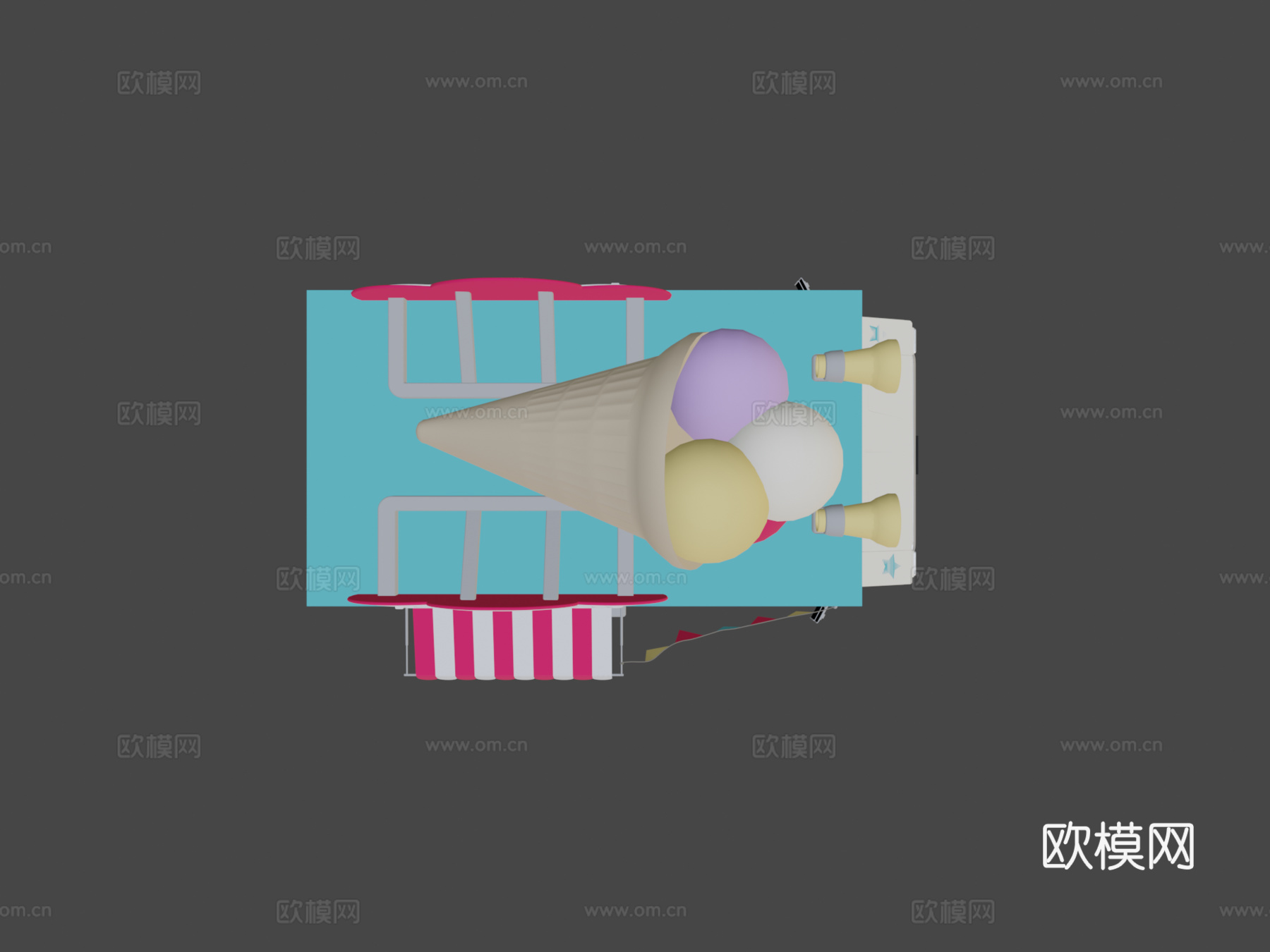 冰淇淋车3d模型下载（渲染图5）
