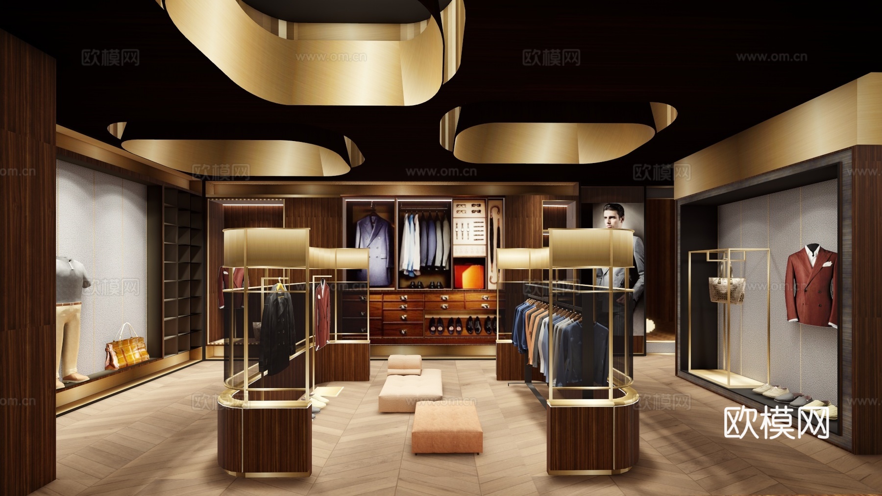 高档西服服装店 最新全套 效果图 施工图设计cad施工图