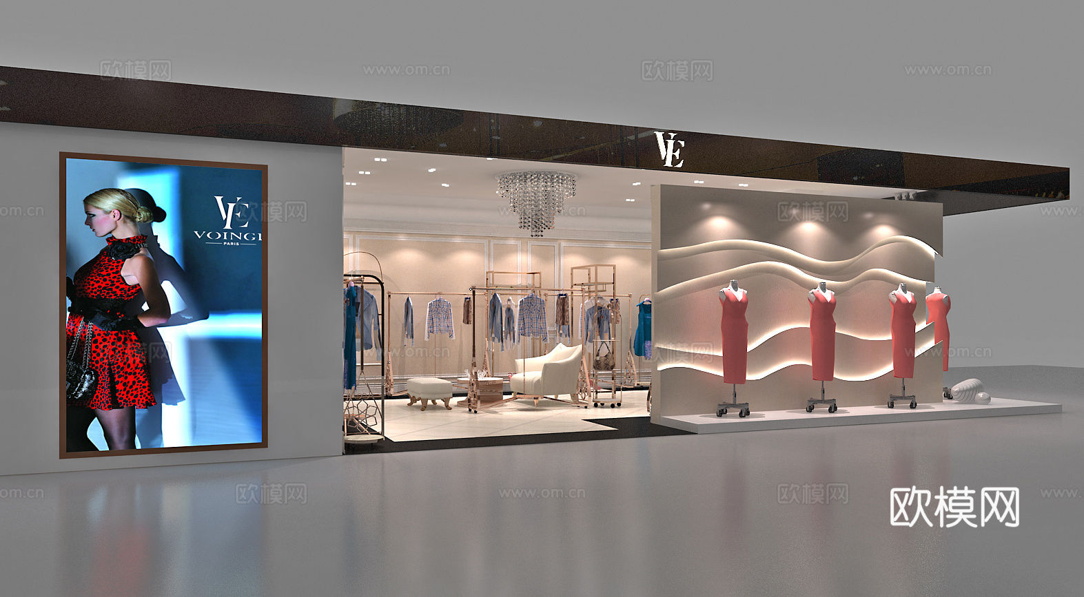 高档品牌女装男装店 最新全套 效果图 施工图设计cad施工图