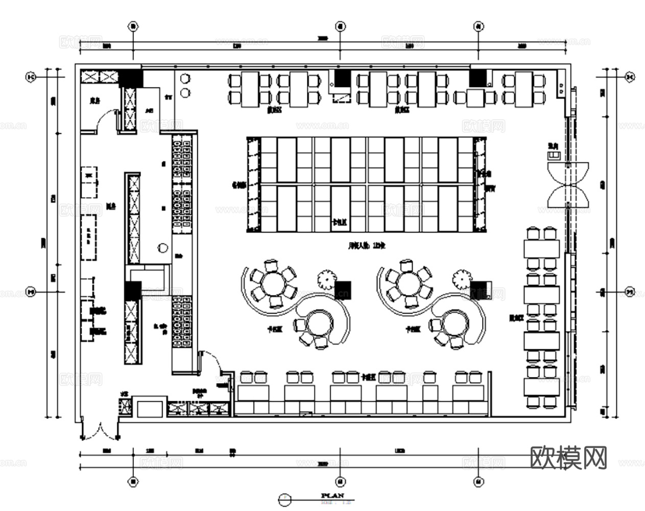35套餐厅快餐厅平面CAD设计方案图纸最新整理合集cad施工图