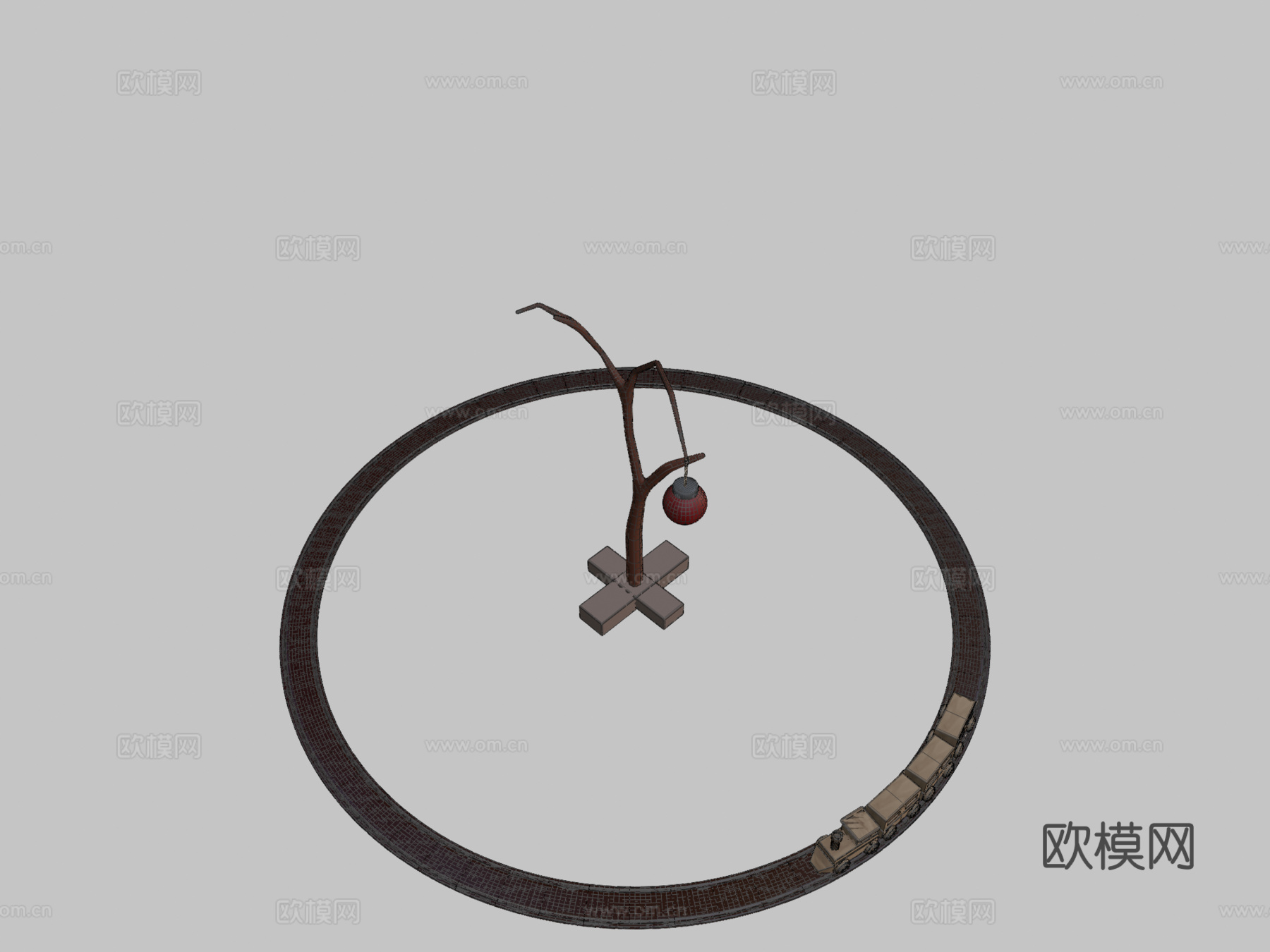 木制火车3d模型下载（渲染图2）