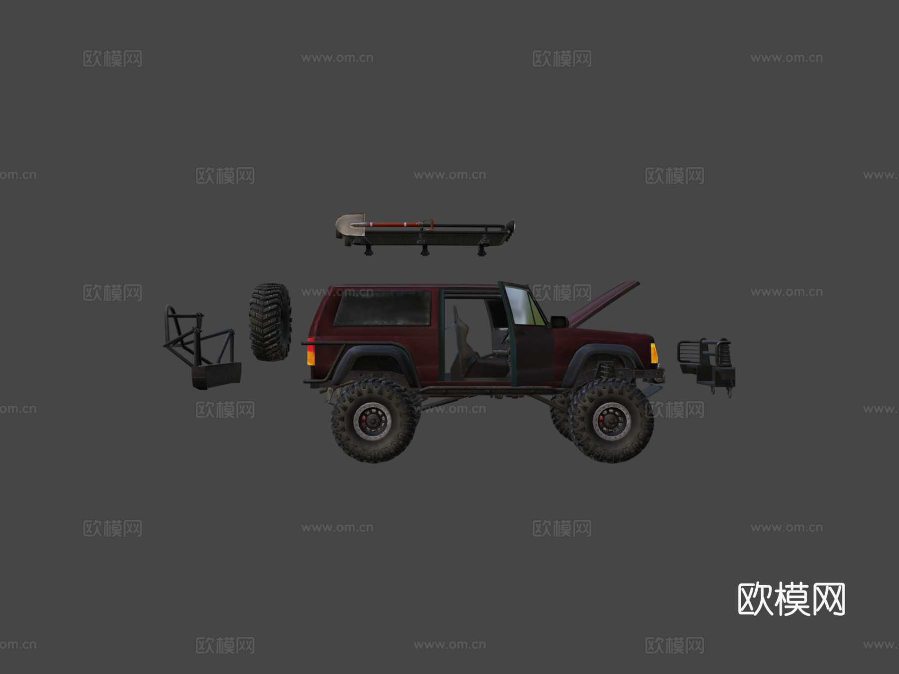 真实汽车8分离部件3d模型下载（渲染图7）