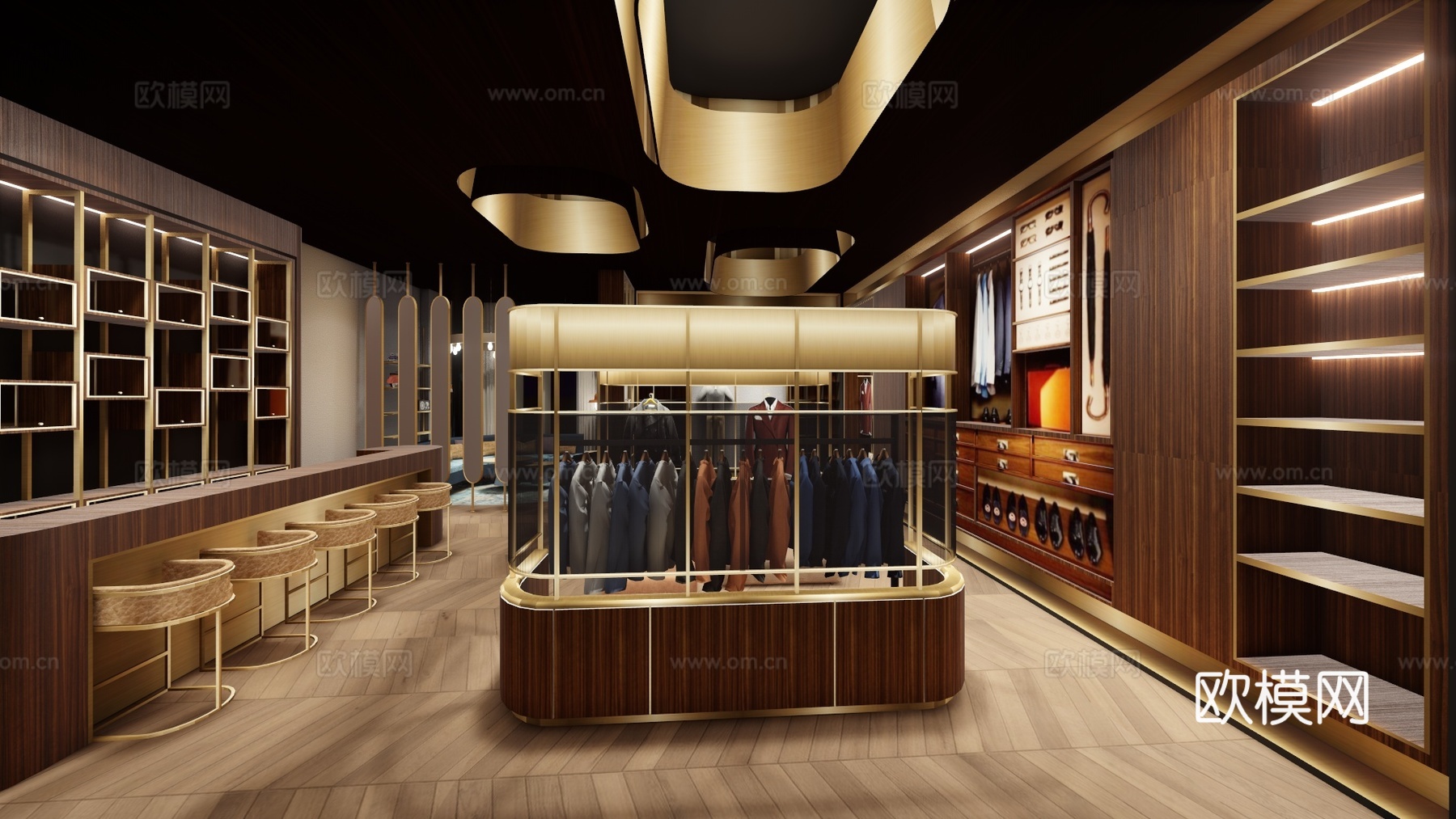 高档西服服装店 最新全套 效果图 施工图设计cad施工图