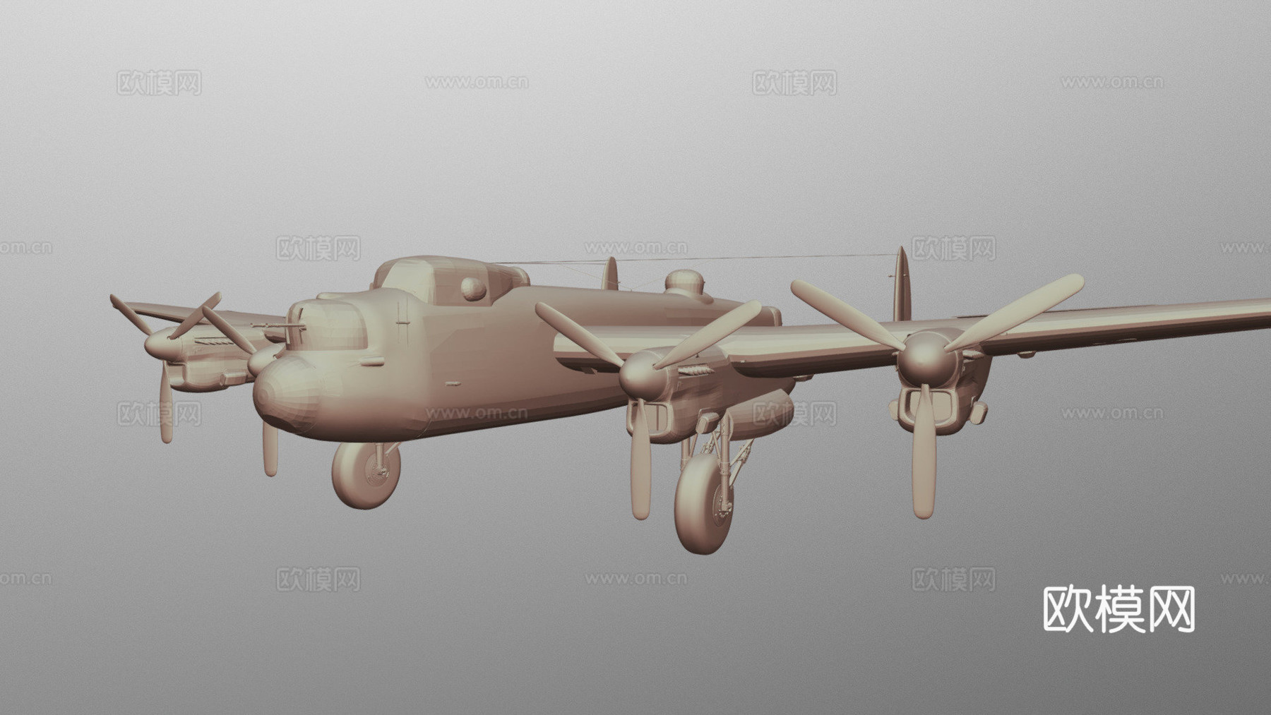 阿芙罗兰开斯特轰炸机1941飞机3d模型下载（渲染图1）
