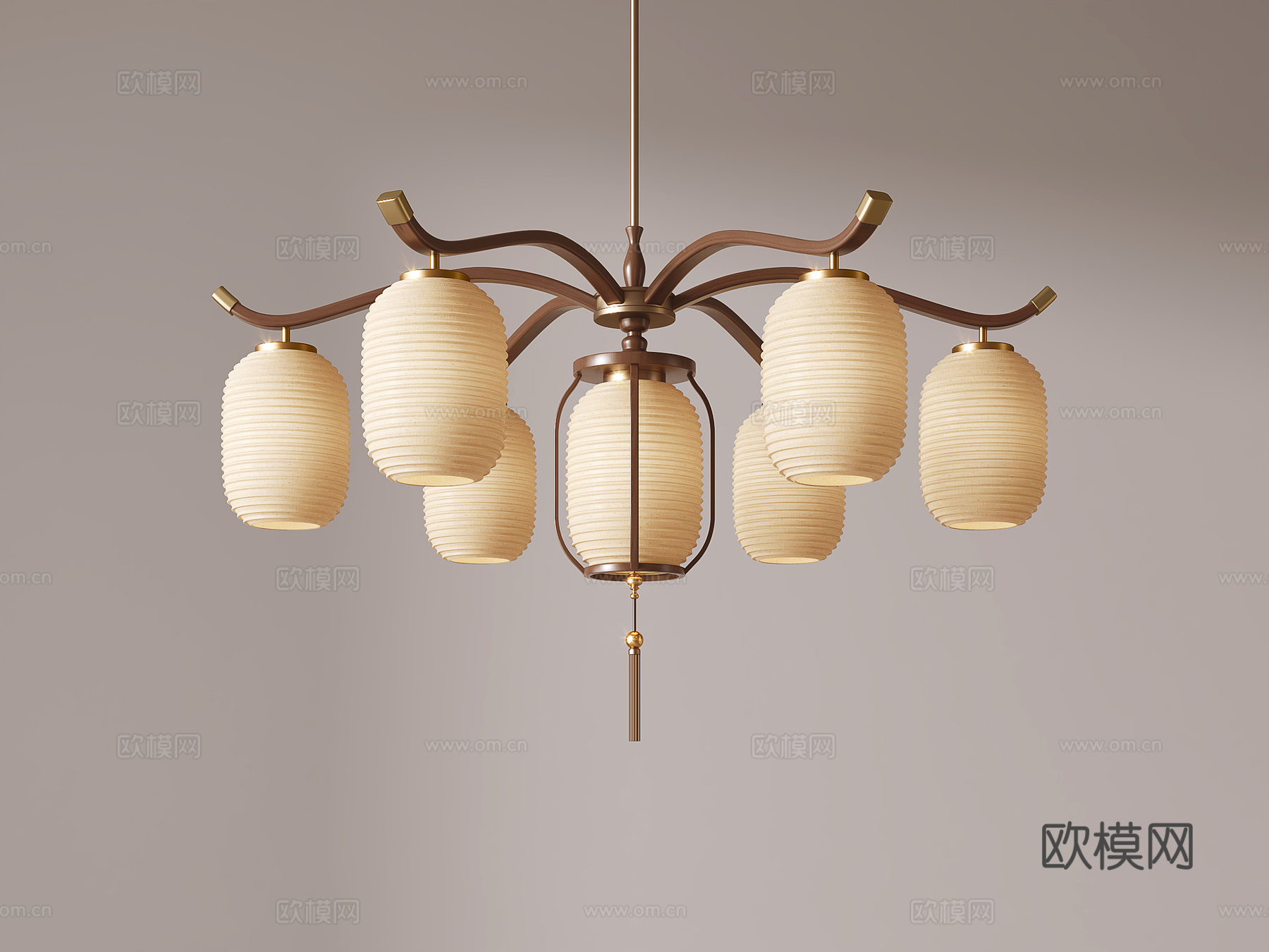 新中式吊灯 餐厅吊灯 多头吊灯su模型