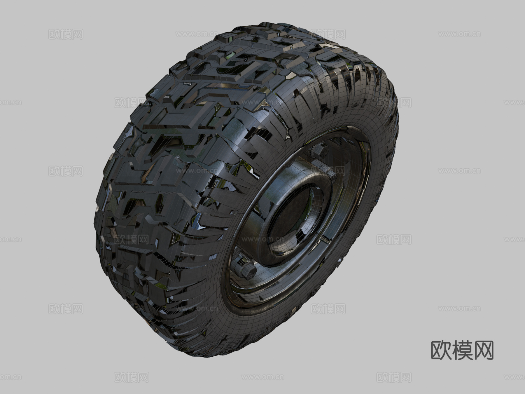 简单高多边形轮毂3d模型下载（渲染图2）