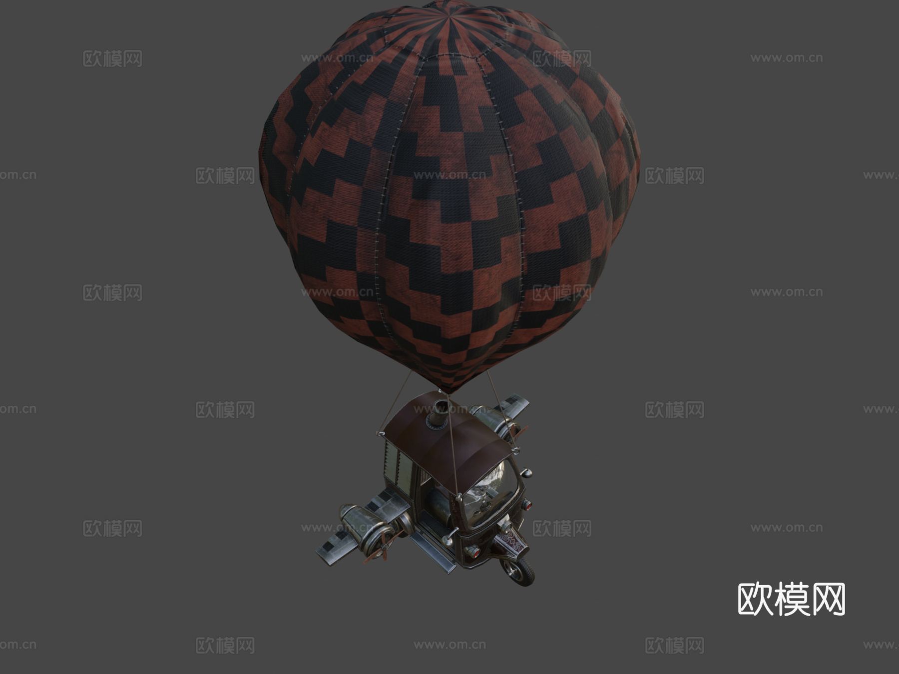 自动人力车气球3d模型下载（渲染图7）