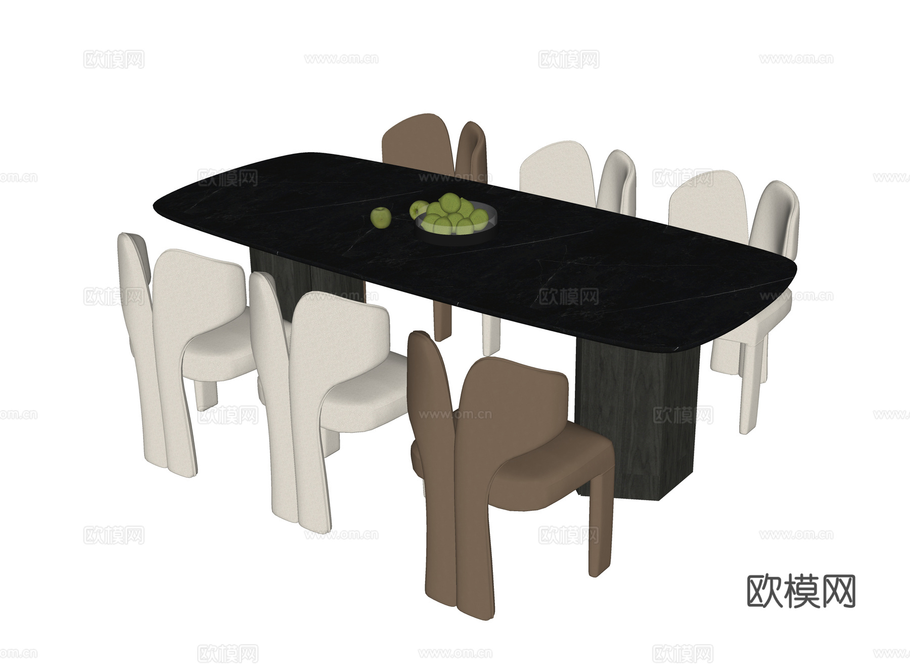 现代餐桌椅 餐椅su模型