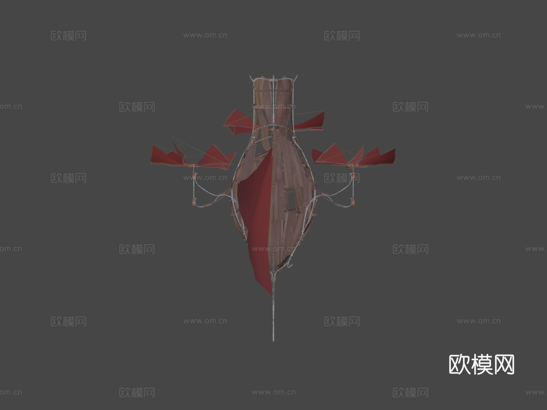 蒸汽朋克飞行船3d模型下载（渲染图5）