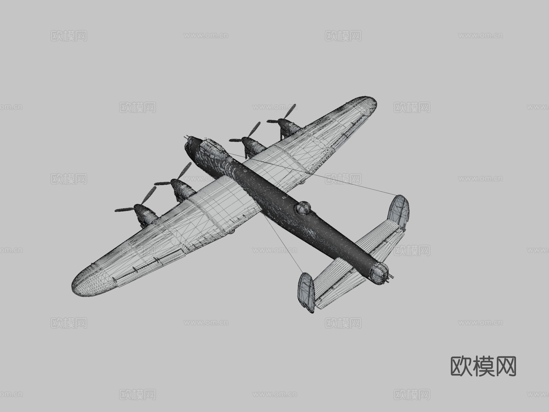阿芙罗兰开斯特轰炸机1941飞机3d模型下载（渲染图2）