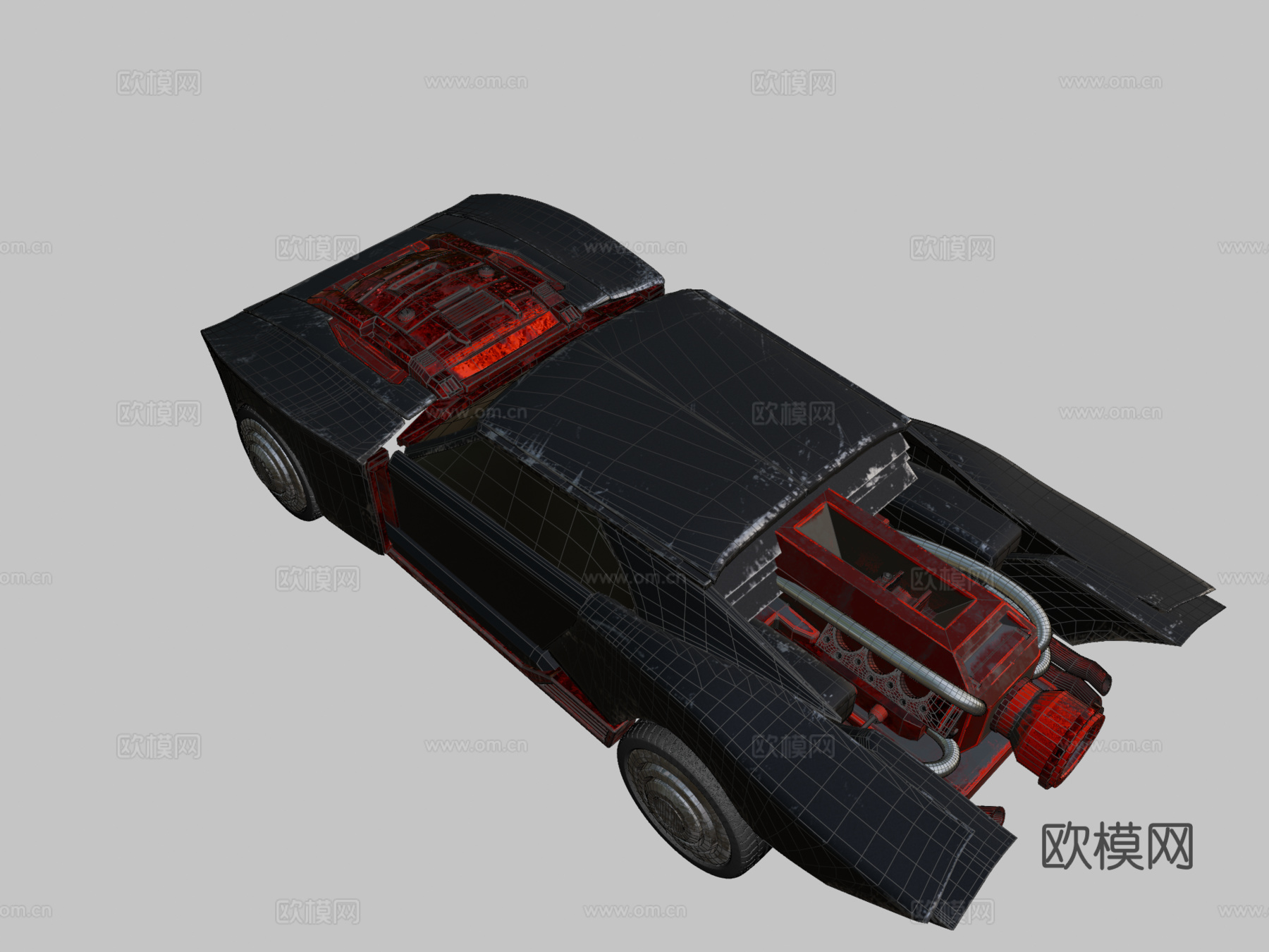 蝙蝠侠2022-蝙蝠车3d模型下载（渲染图2）