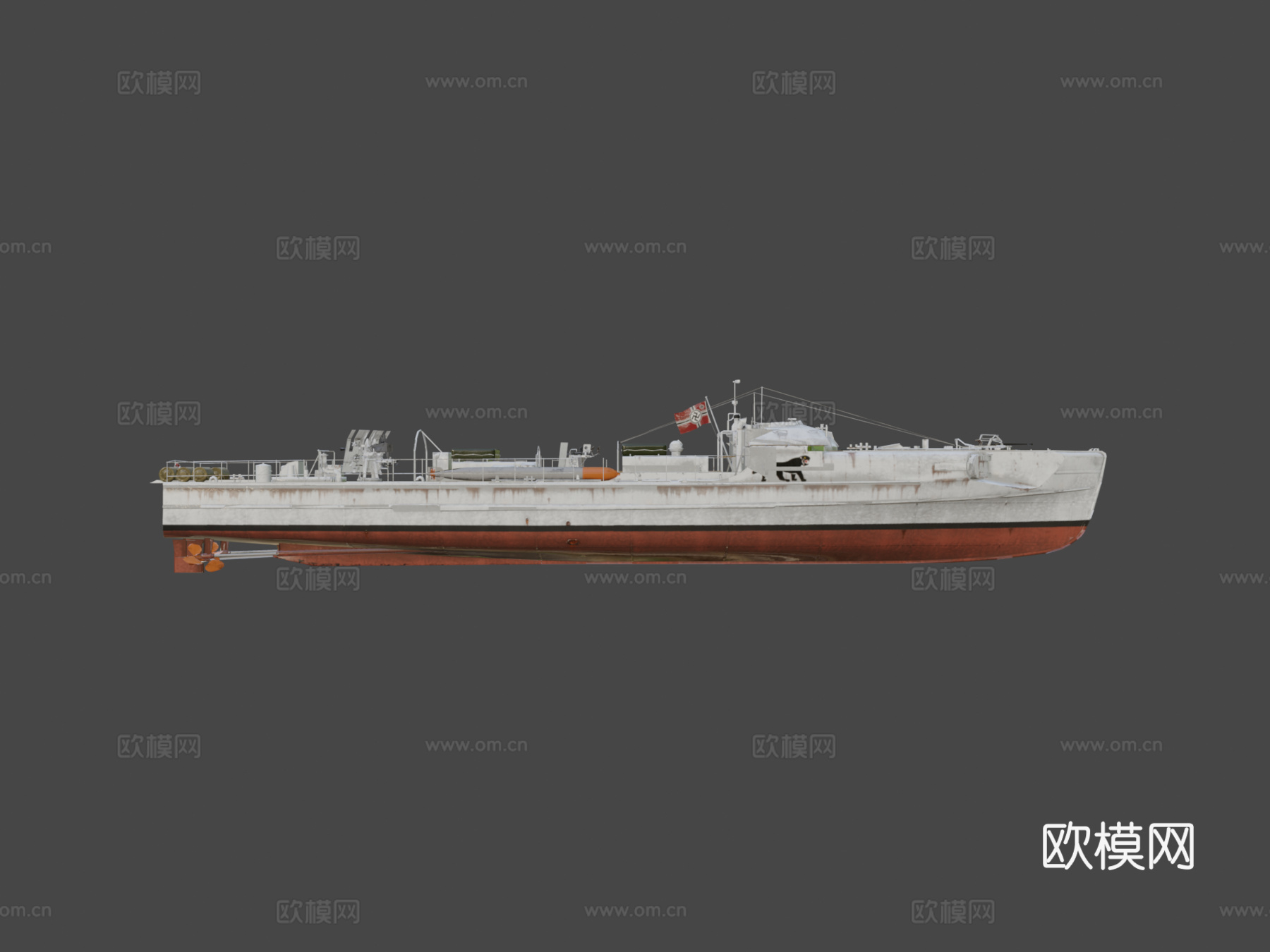 S-100鱼雷艇3d模型下载（渲染图7）