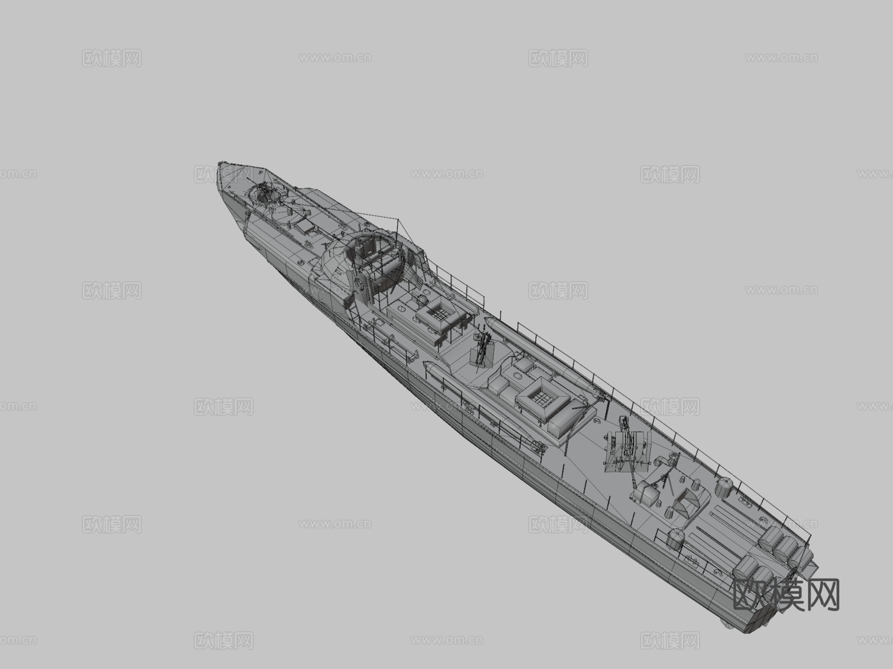 S-100鱼雷艇3d模型下载（渲染图3）