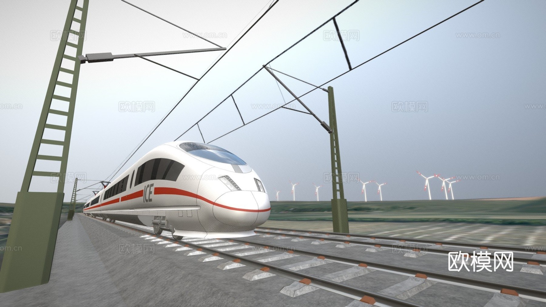 ICE 3列车在数字地形模型上 - 测试23d模型