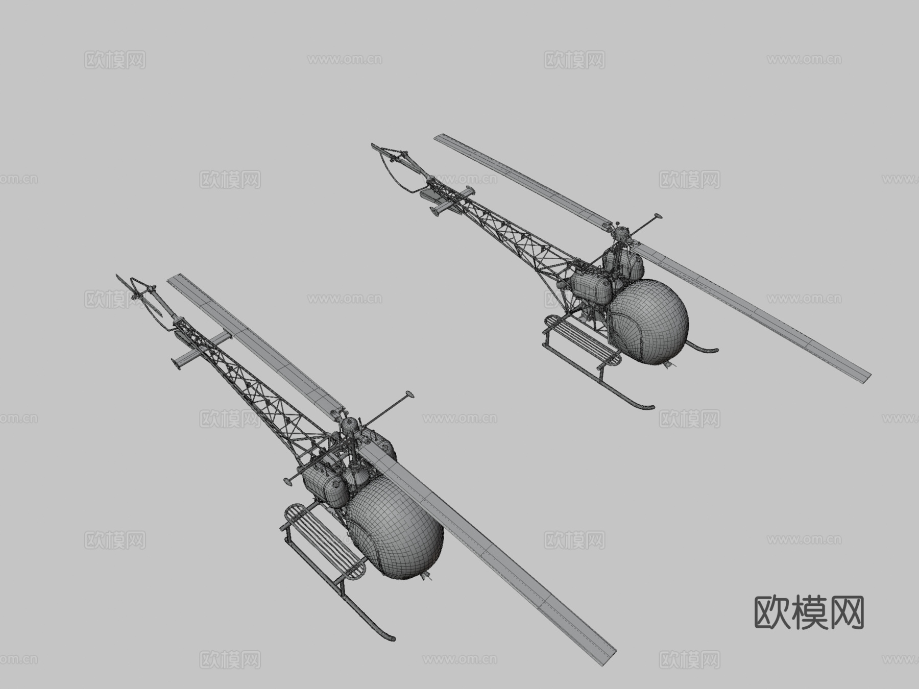 直升机贝尔473d模型下载（渲染图3）