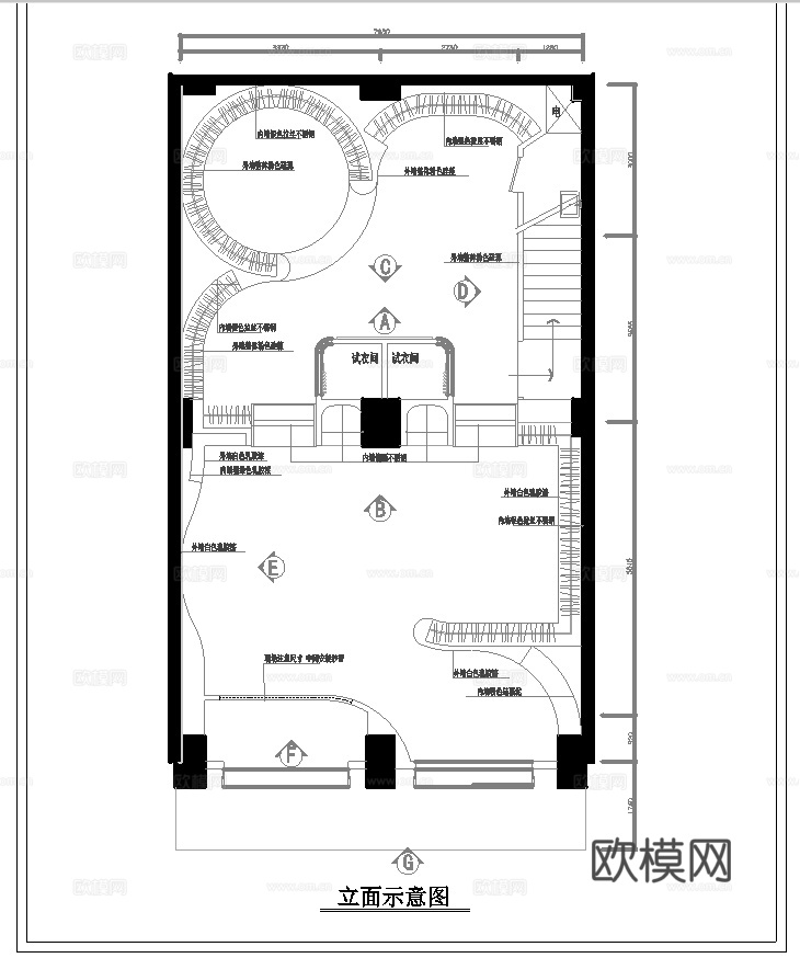 高档男装女装服装店 最新全套 效果图 施工图设计cad施工图
