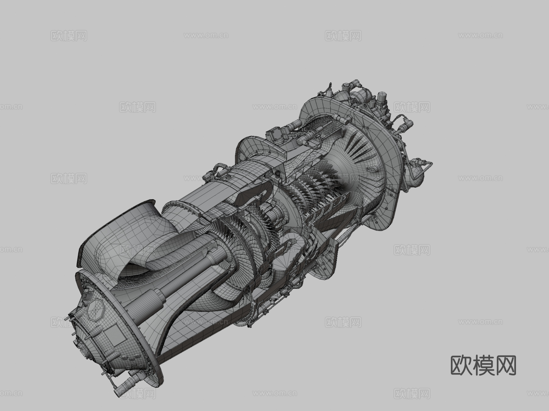 PT6C-67C涡轮轴发动机3d模型下载（渲染图3）