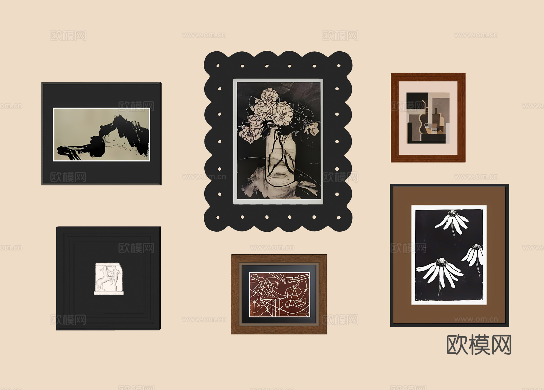 法式挂画su模型