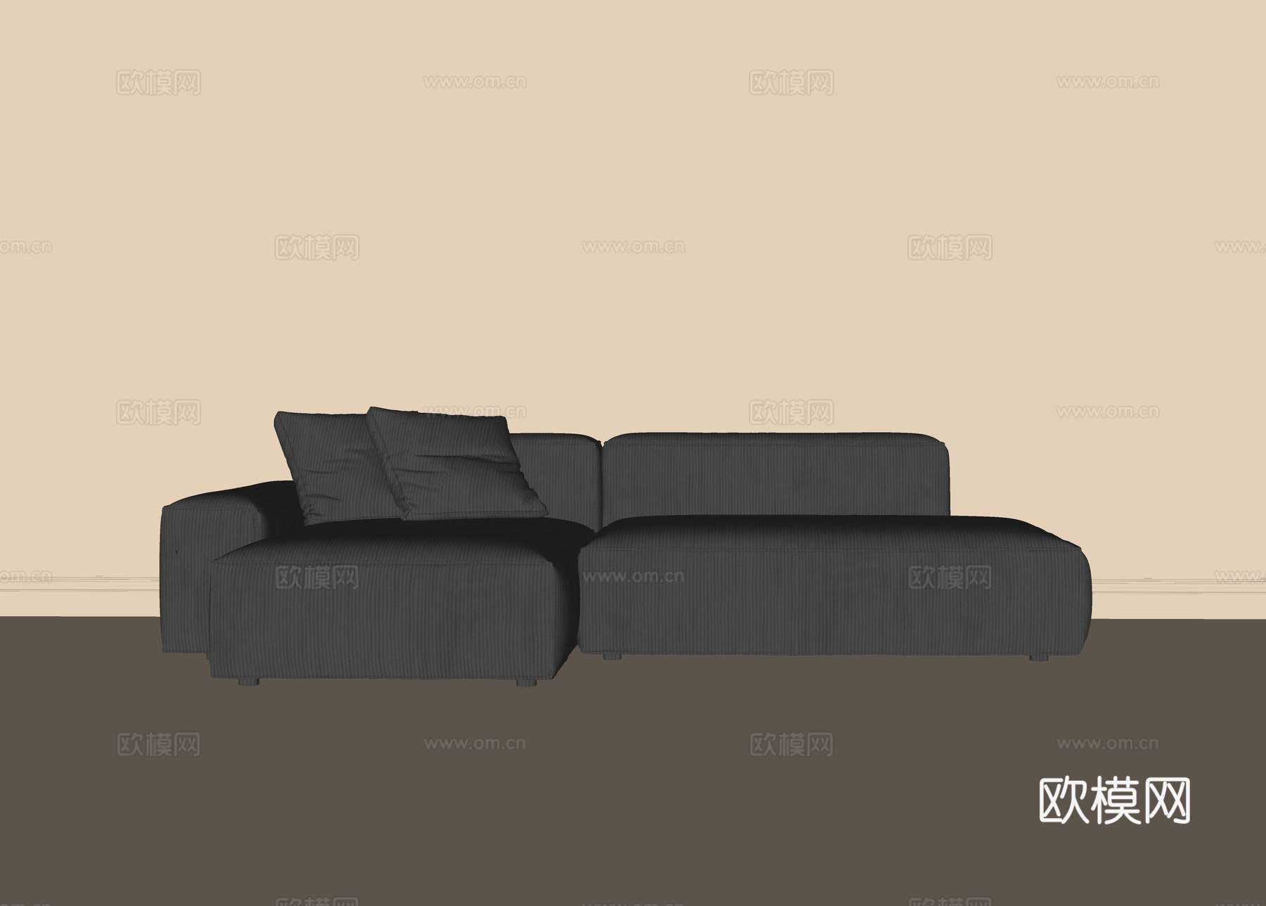 现代转角沙发su模型