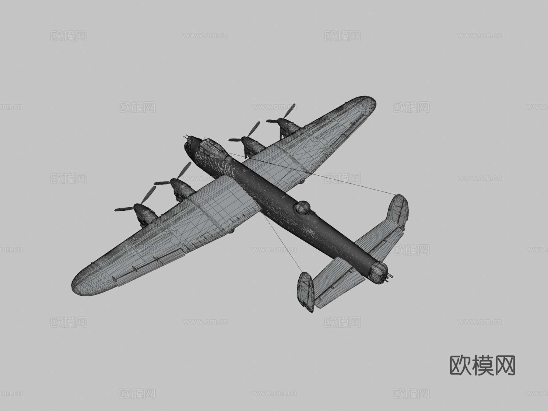 阿芙罗兰开斯特轰炸机1941飞机3d模型下载（渲染图3）