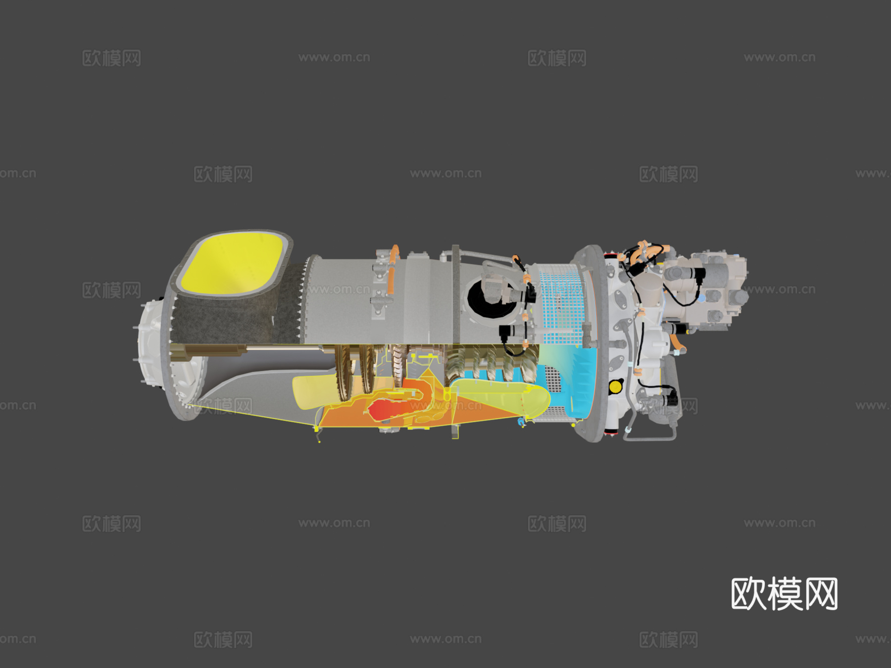 PT6C-67C涡轮轴发动机3d模型下载（渲染图6）