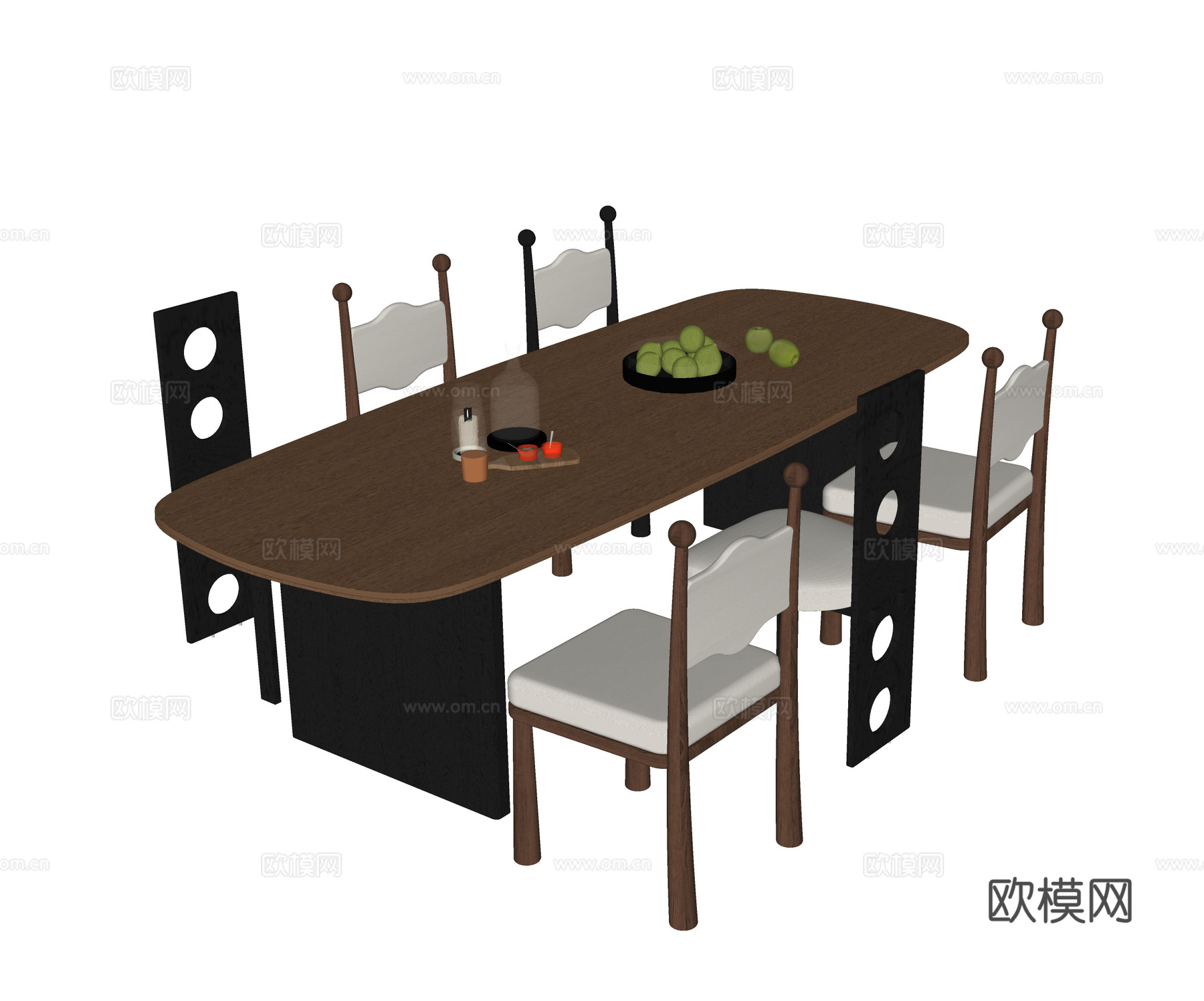 现代餐桌椅 餐椅su模型