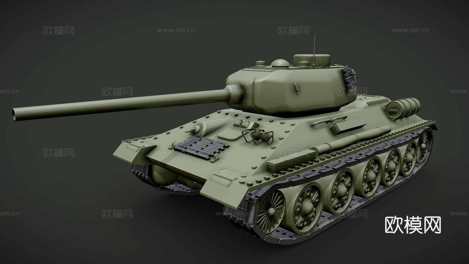 T-34 85坦克3d模型下载（渲染图1）