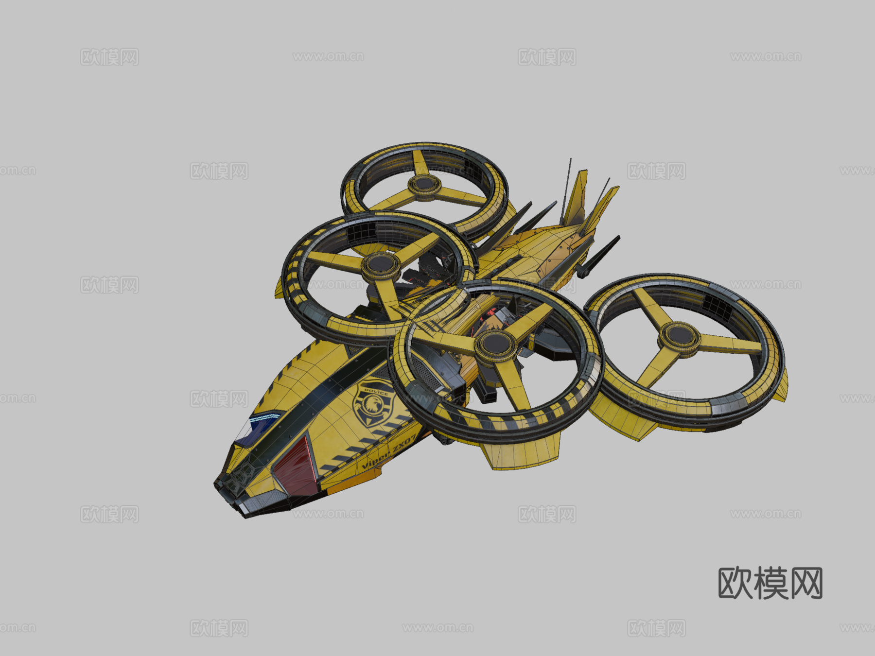 警用无人机-蝰蛇ZX073d模型下载（渲染图2）