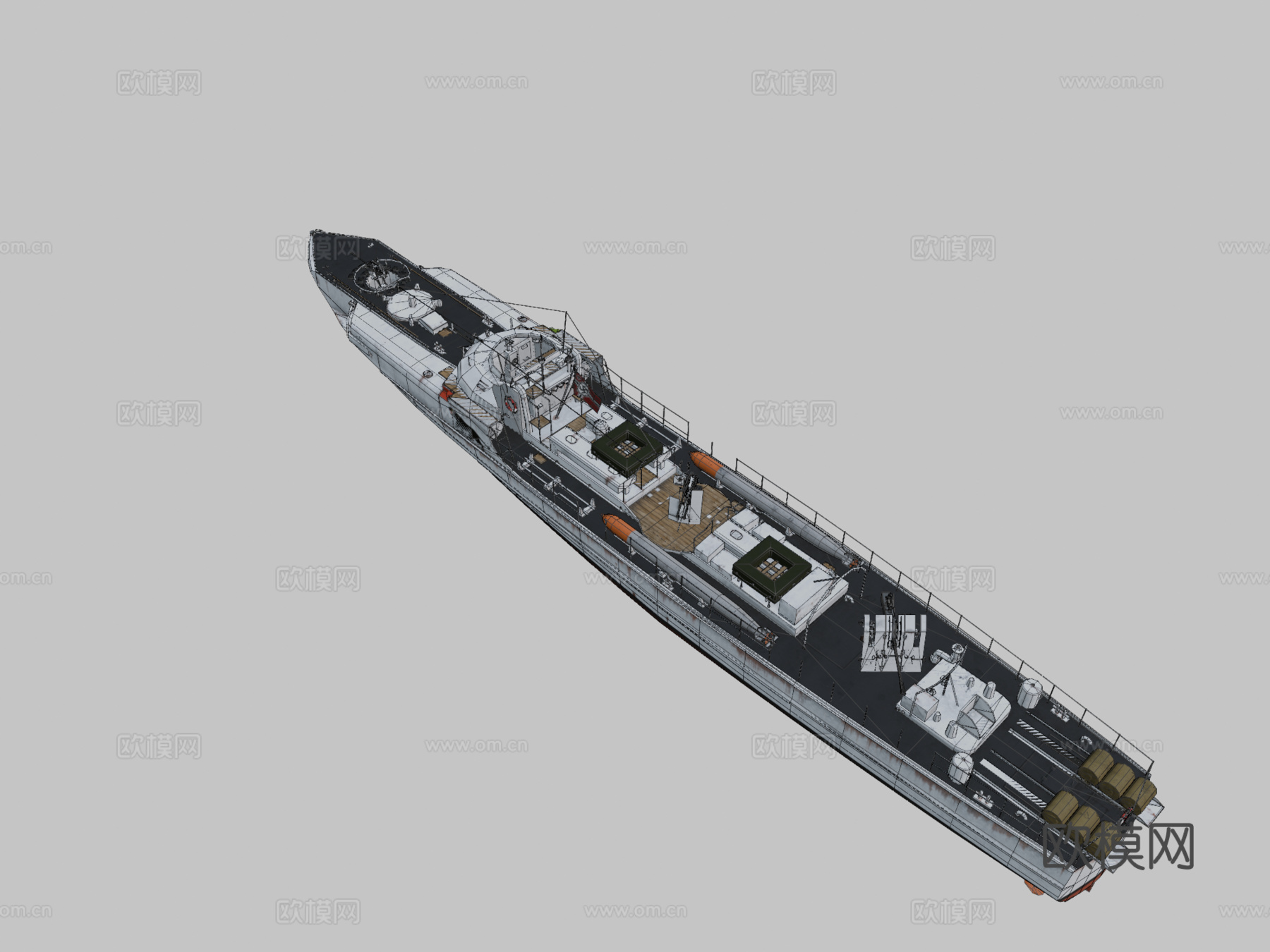 S-100鱼雷艇3d模型下载（渲染图2）