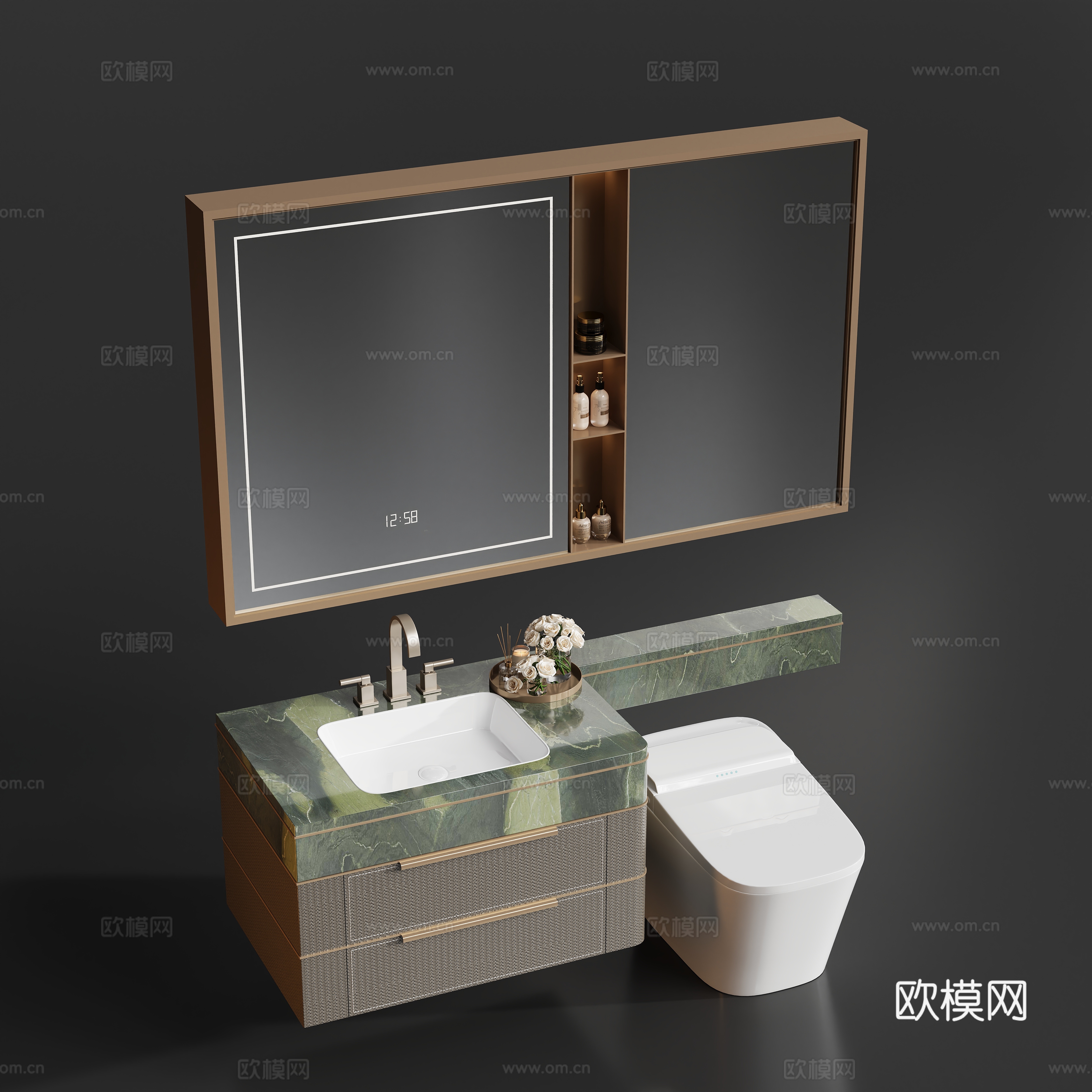 现代浴室柜盆su模型