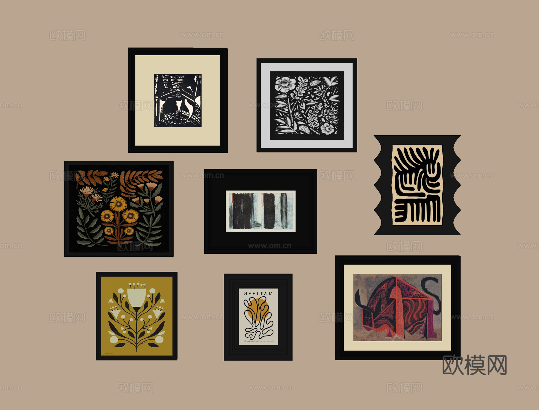 现代挂画su模型